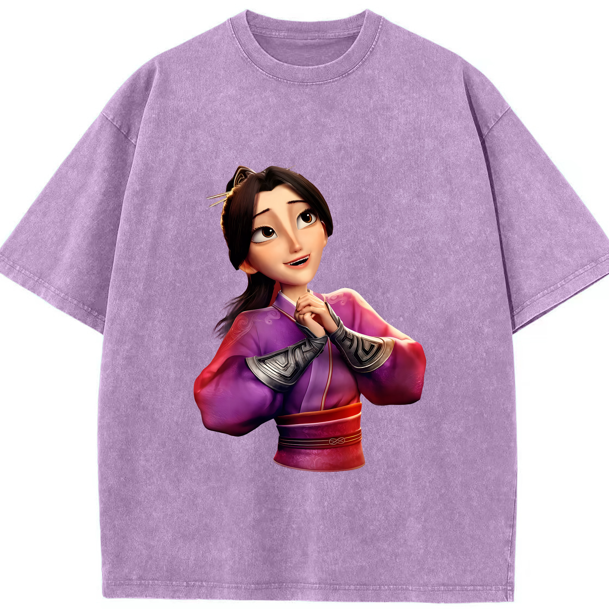 （画像用） Ne Zha 2 ナタ 魔童の大暴れ 綿100% ヴィンテージ風 半袖Tシャツ（フロントプリント）