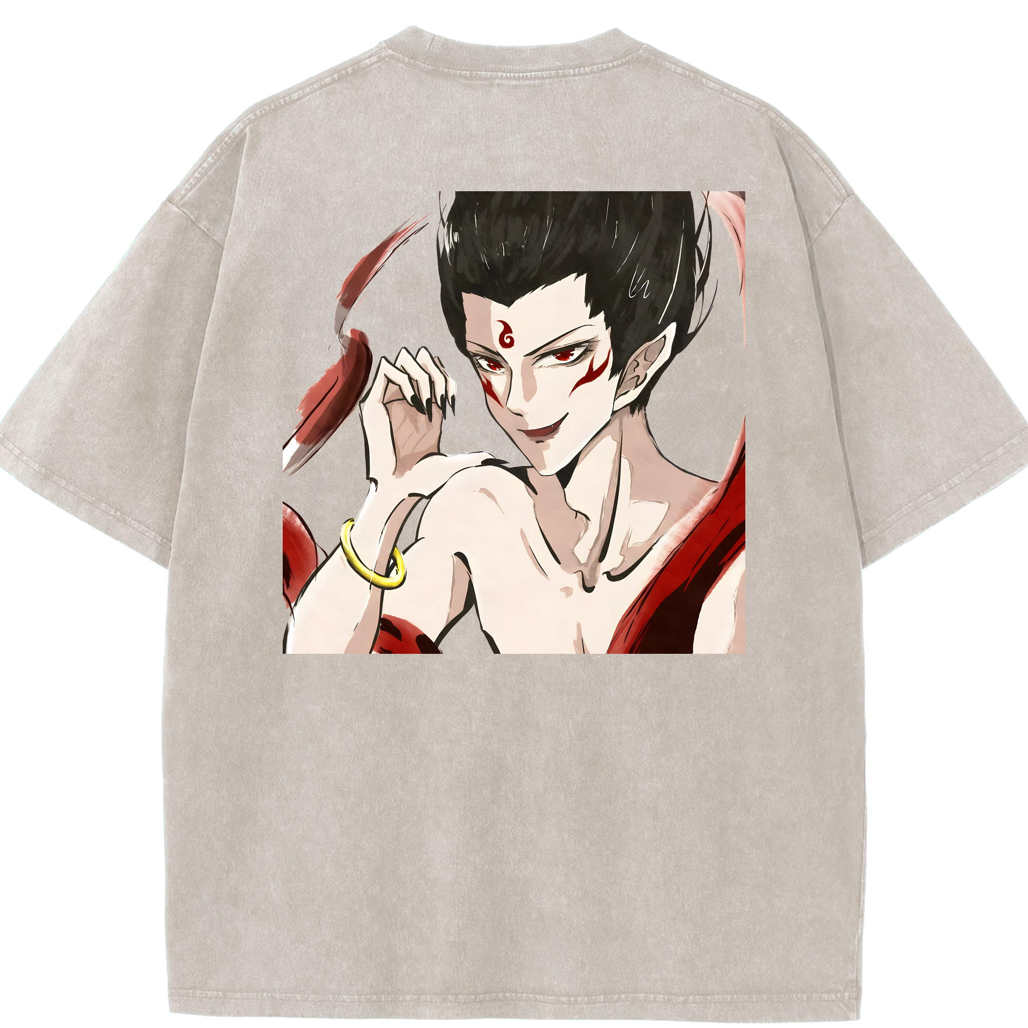 （画像用） Ne Zha 2 ナタ 魔童の大暴れ 綿100% ヴィンテージ風 半袖Tシャツ（背面プリント）