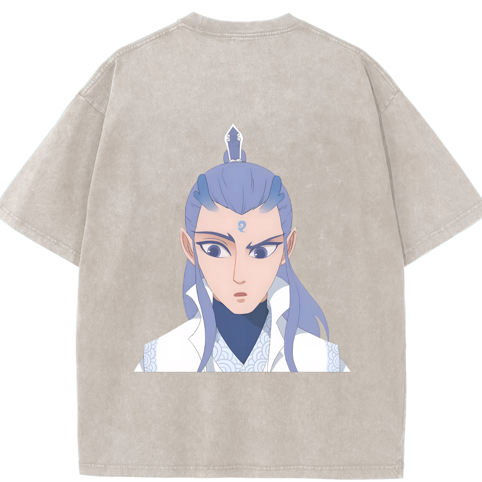 （画像用） Ne Zha 2 ナタ 魔童の大暴れ 綿100% ヴィンテージ風 半袖Tシャツ（背面プリント）