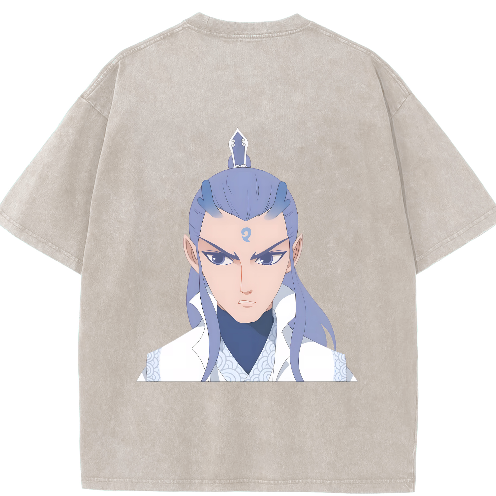 （画像用） Ne Zha 2 ナタ 魔童の大暴れ 綿100% ヴィンテージ風 半袖Tシャツ（背面プリント）