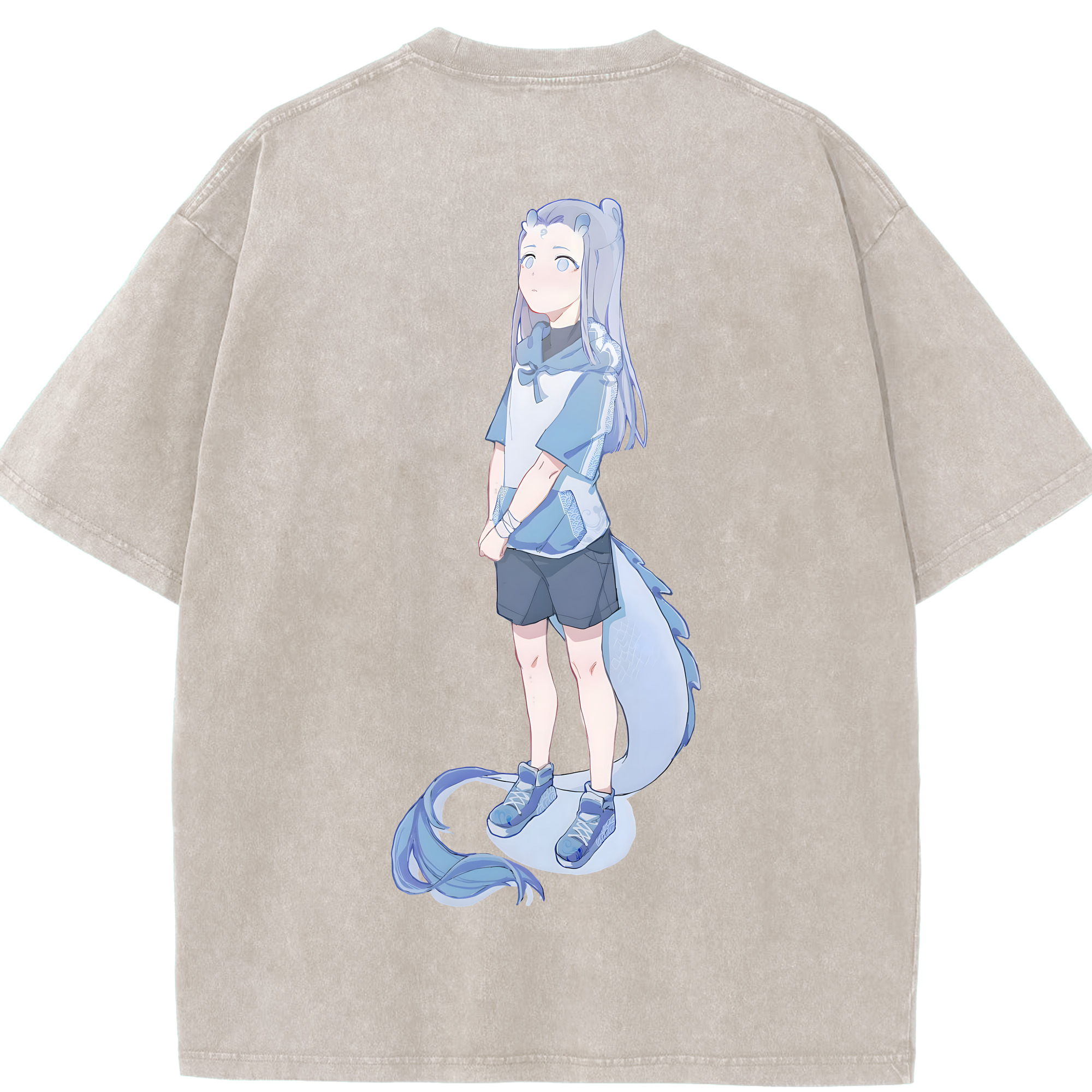 （画像用） Ne Zha 2 ナタ 魔童の大暴れ 綿100% ヴィンテージ風 半袖Tシャツ（背面プリント）