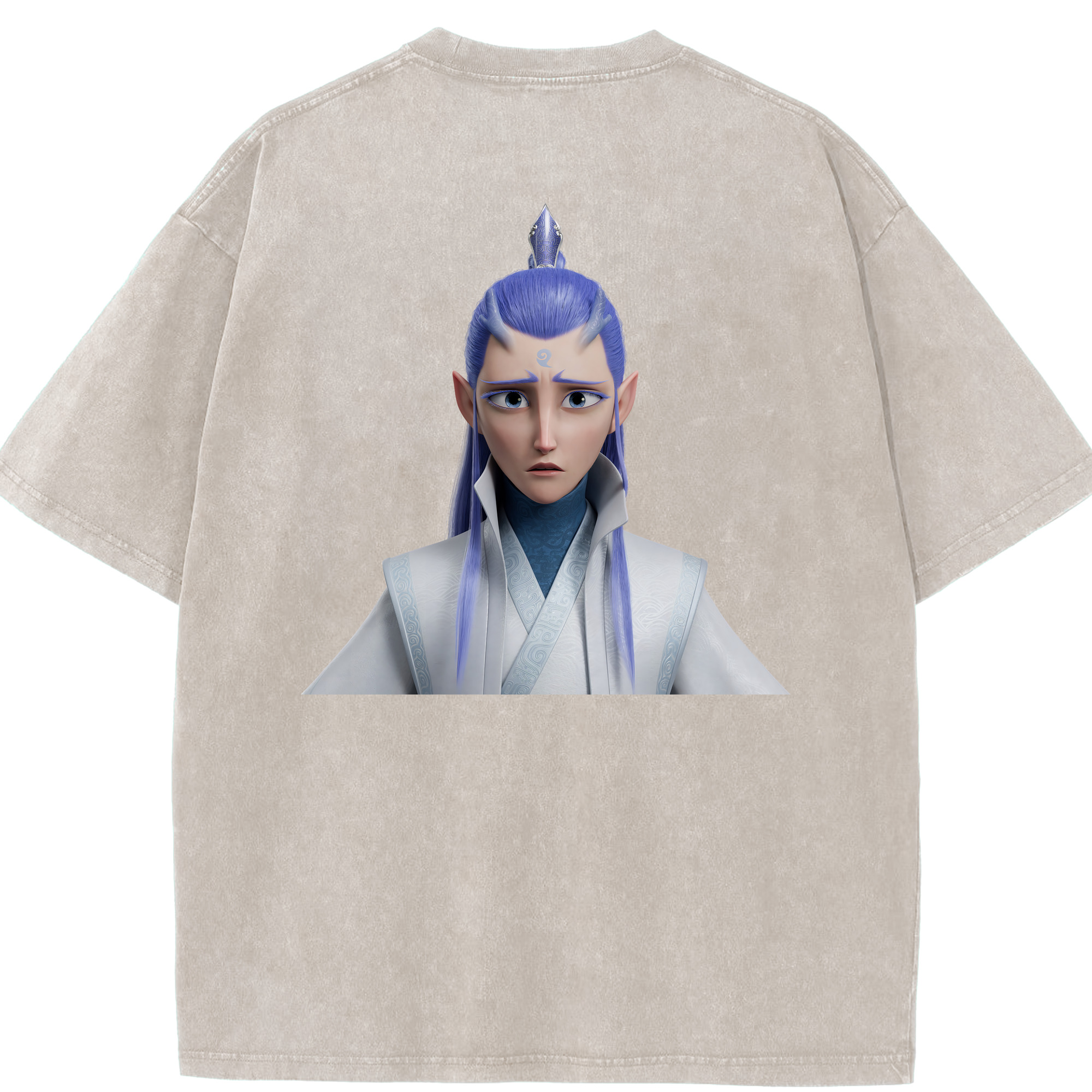 （画像用） Ne Zha 2 ナタ 魔童の大暴れ 綿100% ヴィンテージ風 半袖Tシャツ（背面プリント）
