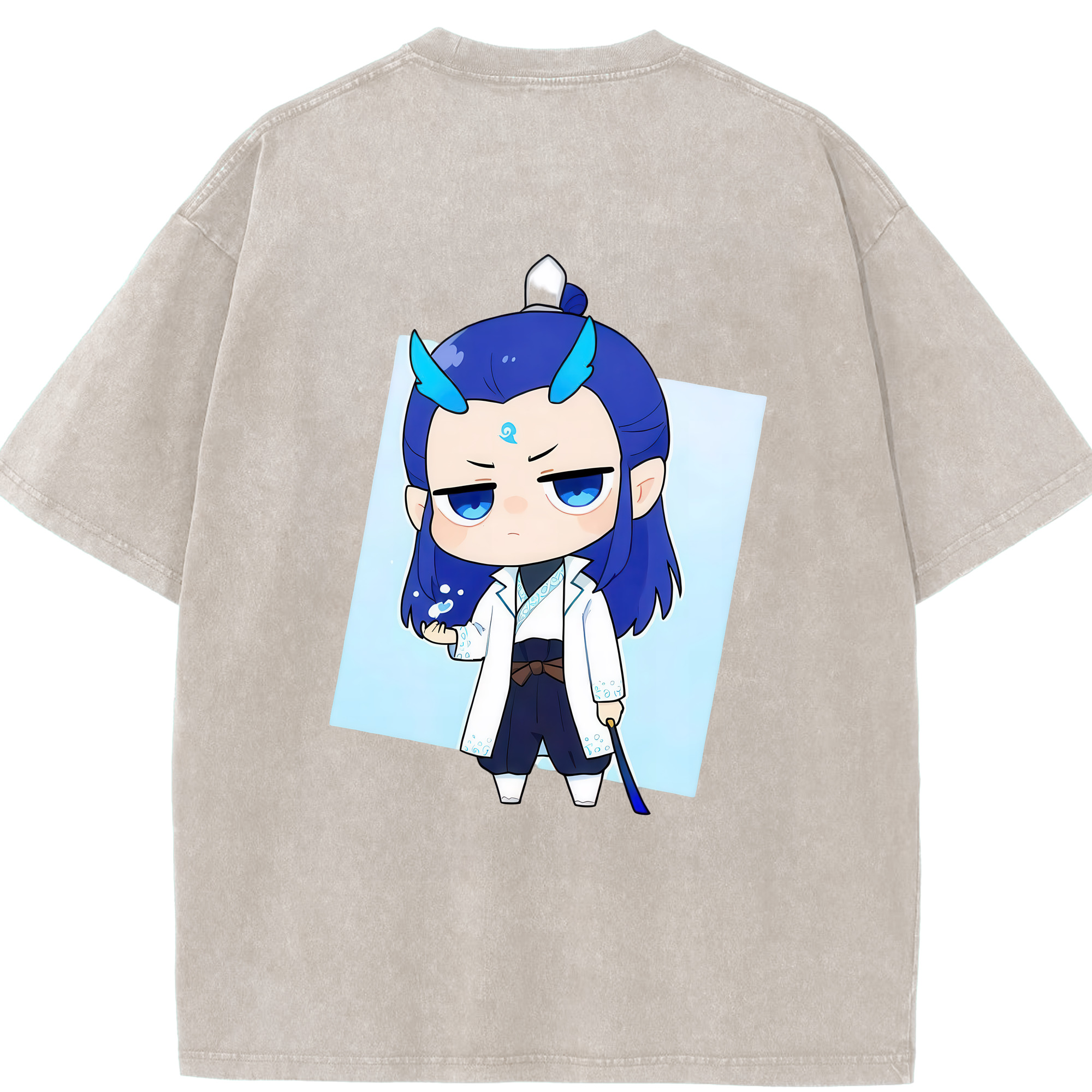 （画像用） Ne Zha 2 ナタ 魔童の大暴れ 綿100% ヴィンテージ風 半袖Tシャツ（背面プリント）