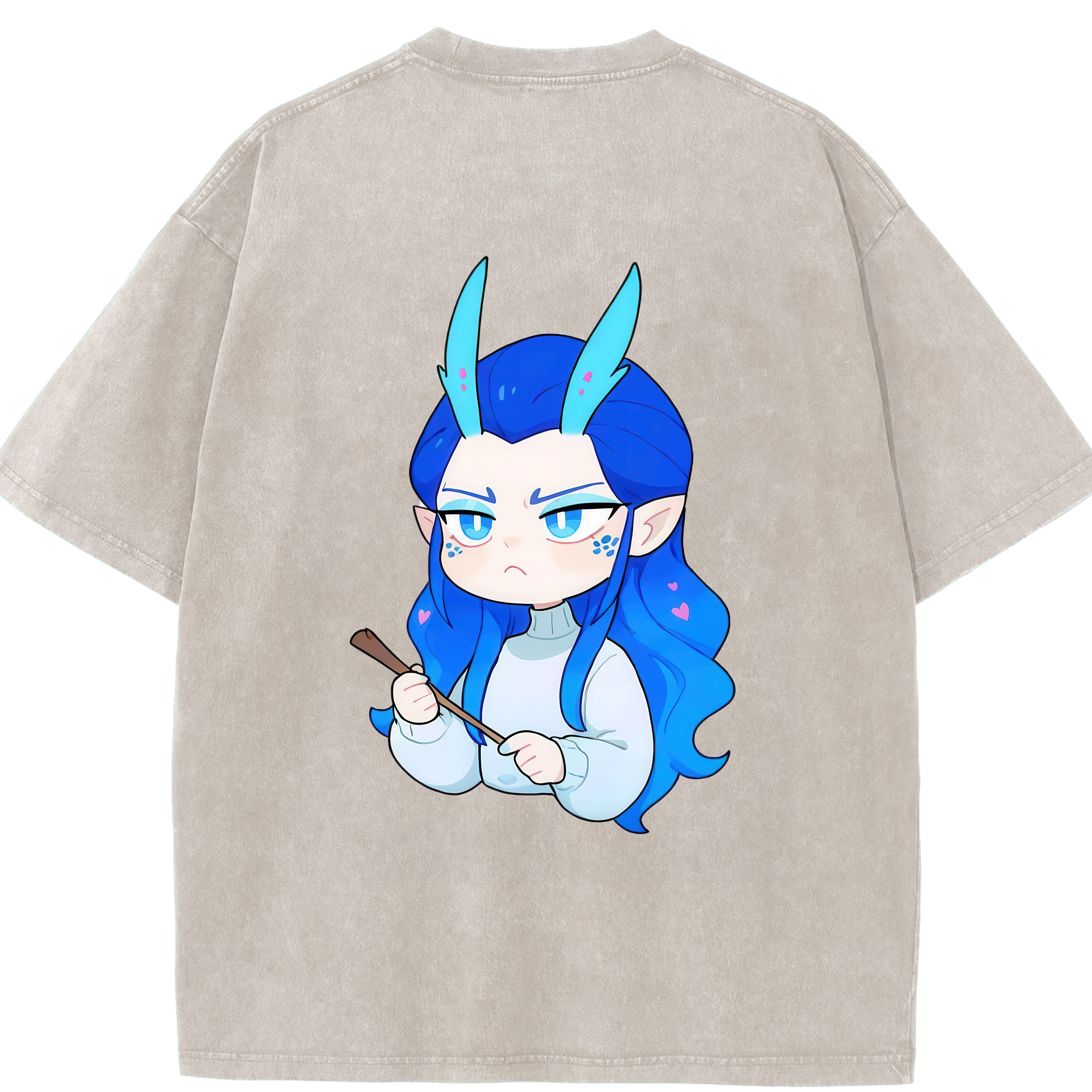 （画像用） Ne Zha 2 ナタ 魔童の大暴れ 綿100% ヴィンテージ風 半袖Tシャツ（背面プリント）