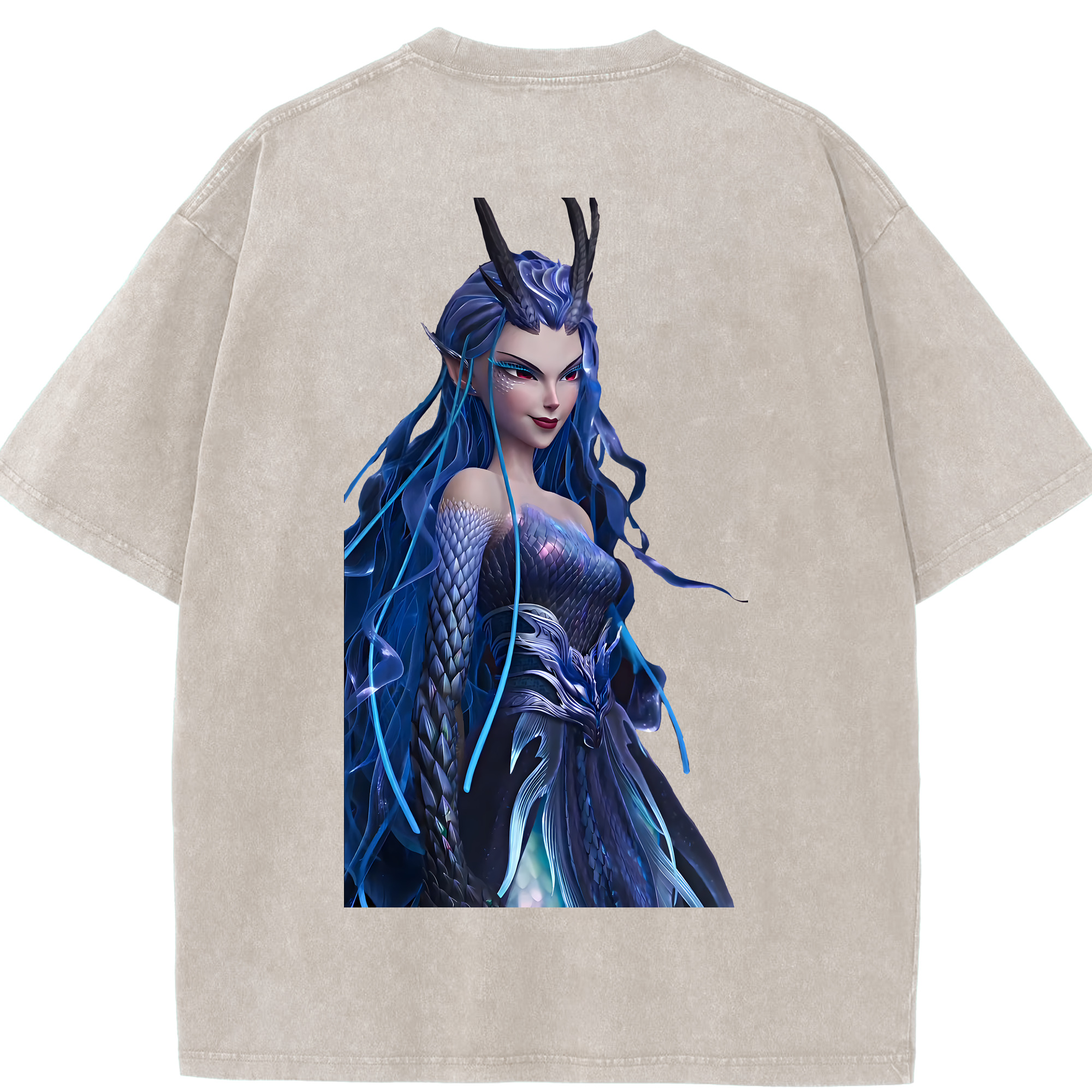 （画像用） Ne Zha 2 ナタ 魔童の大暴れ 綿100% ヴィンテージ風 半袖Tシャツ（背面プリント）