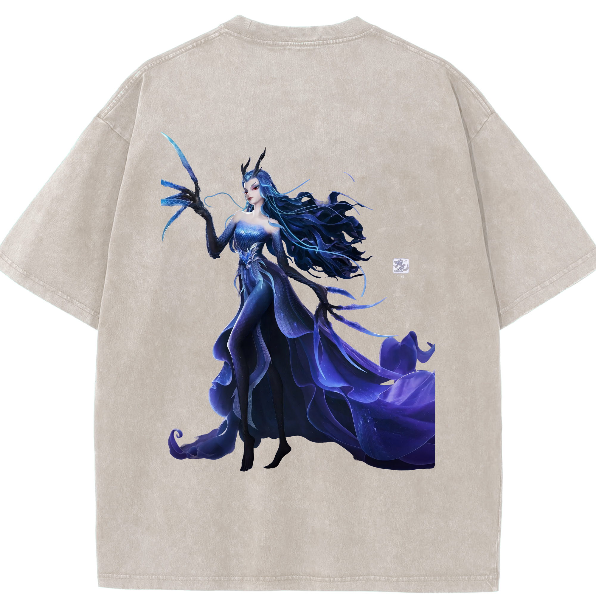 （画像用） Ne Zha 2 ナタ 魔童の大暴れ 綿100% ヴィンテージ風 半袖Tシャツ（背面プリント）