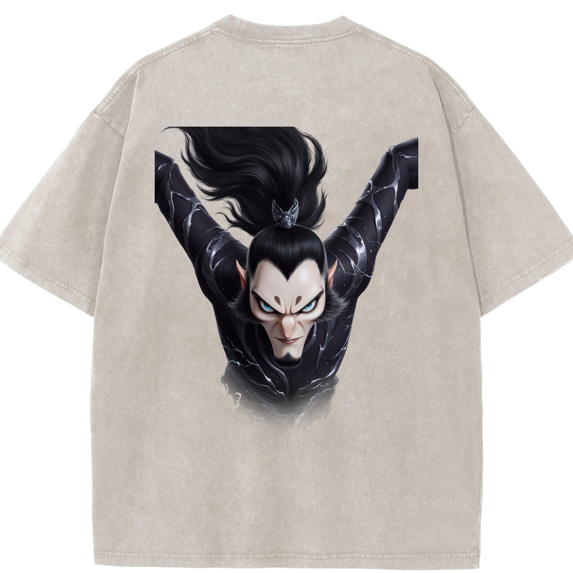 （画像用） Ne Zha 2 ナタ 魔童の大暴れ 綿100% ヴィンテージ風 半袖Tシャツ（背面プリント）