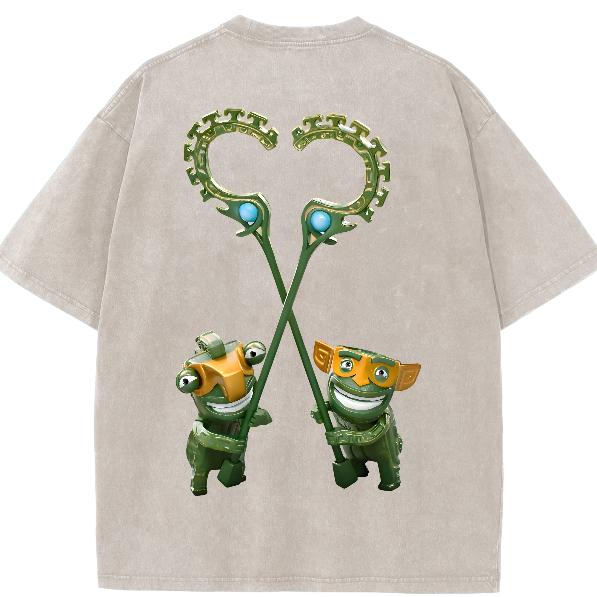 （画像用） Ne Zha 2 ナタ 魔童の大暴れ 綿100% ヴィンテージ風 半袖Tシャツ（背面プリント）