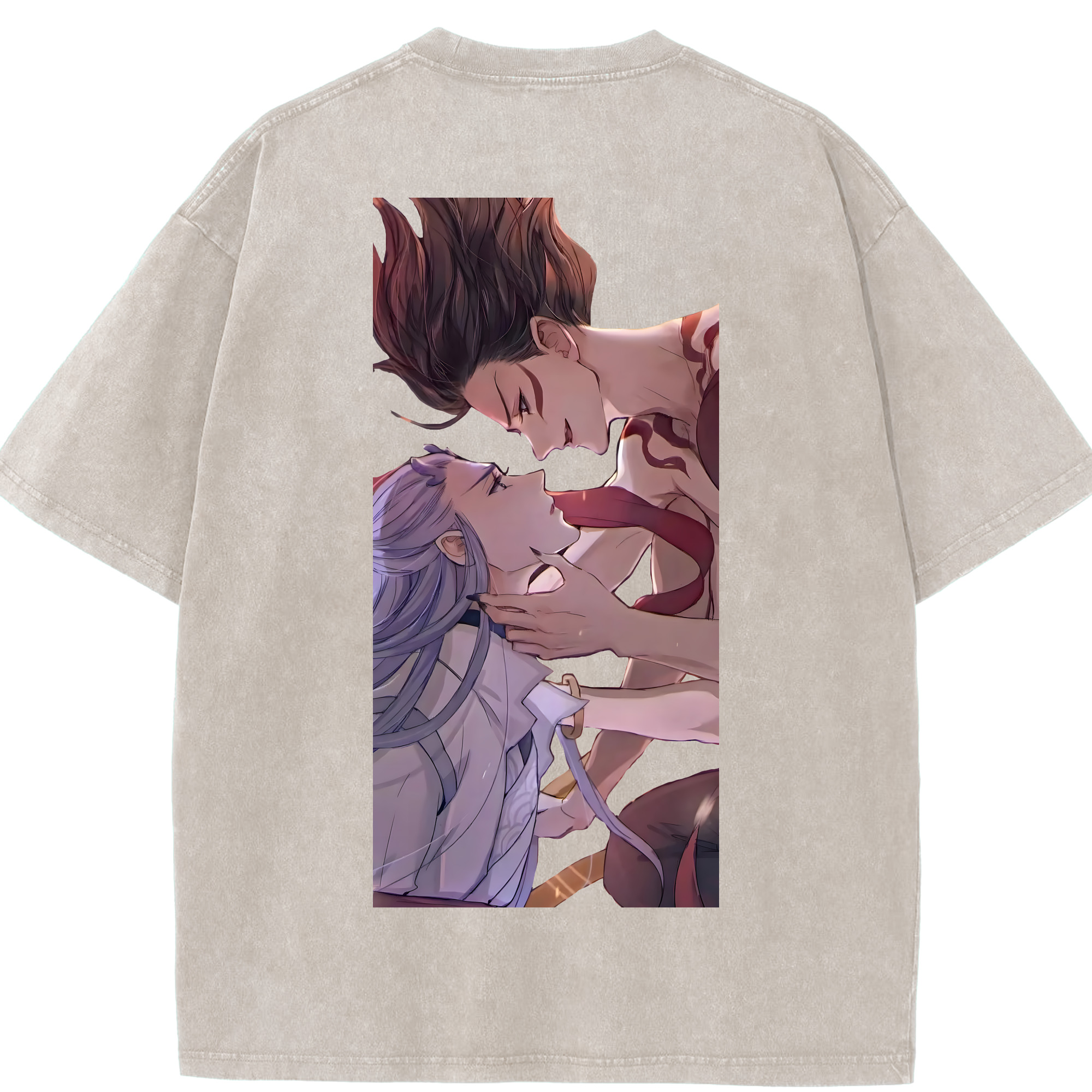 （画像用） Ne Zha 2 ナタ 魔童の大暴れ 綿100% ヴィンテージ風 半袖Tシャツ（背面プリント）