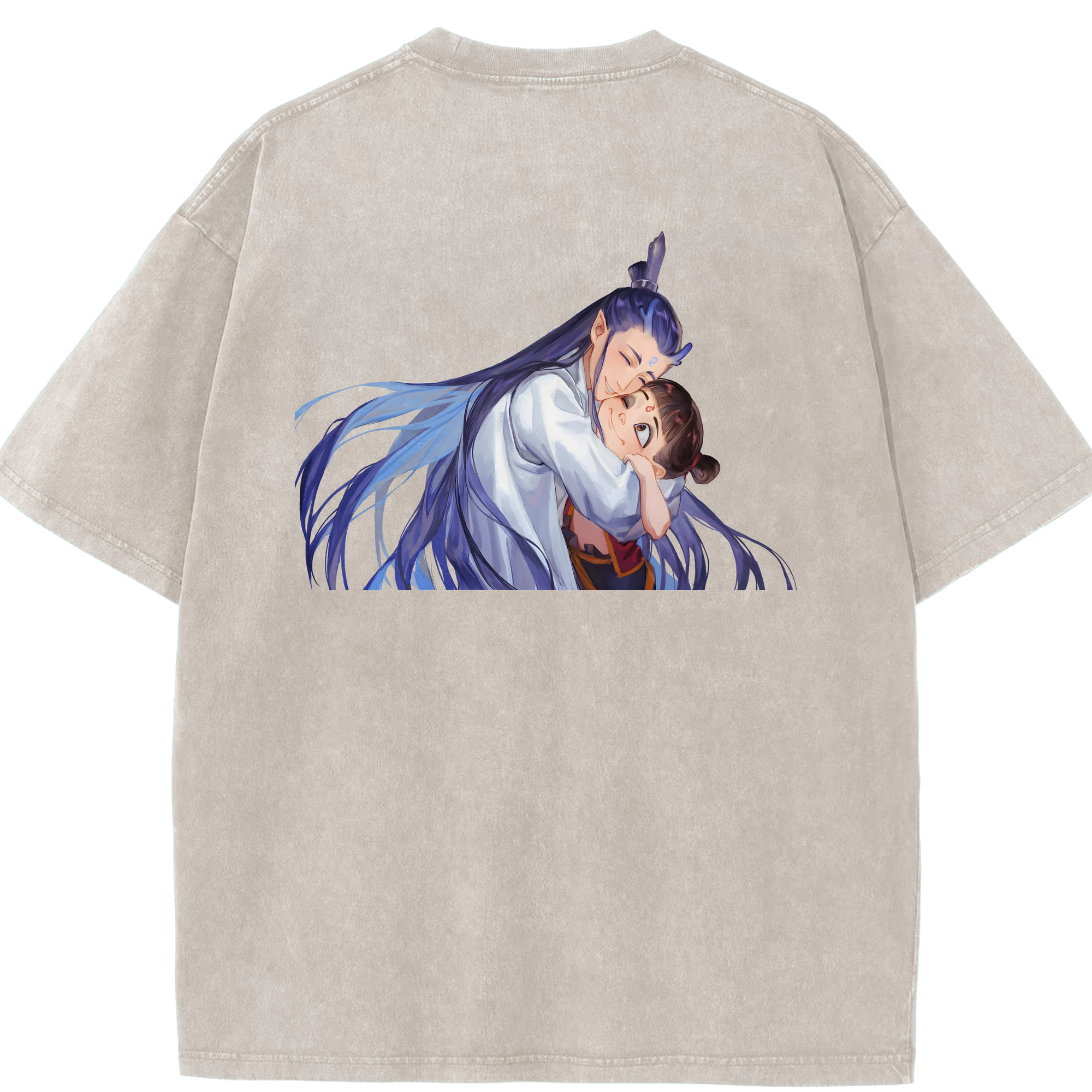 （画像用） Ne Zha 2 ナタ 魔童の大暴れ 綿100% ヴィンテージ風 半袖Tシャツ（背面プリント）
