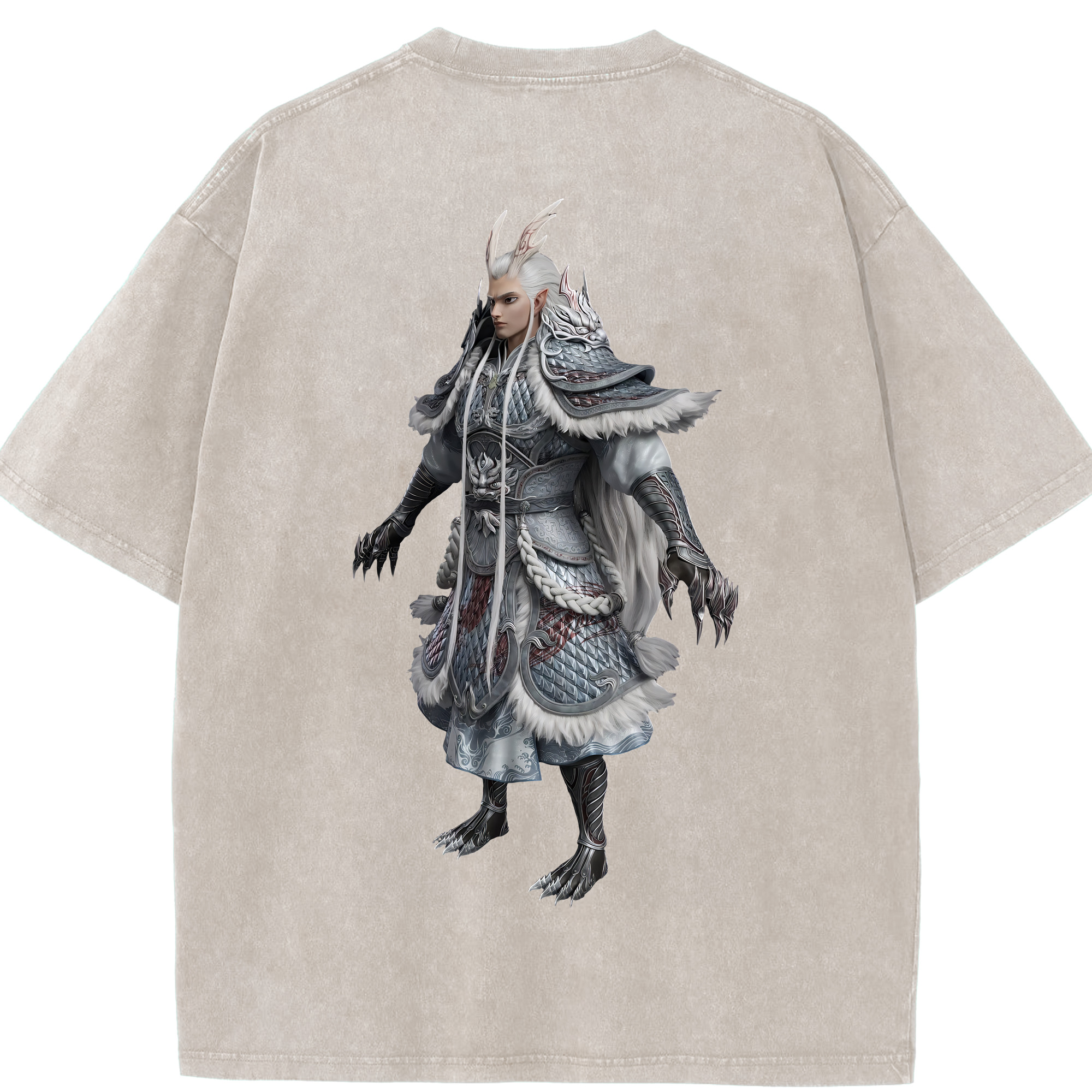 （画像用） Ne Zha 2 ナタ 魔童の大暴れ 綿100% ヴィンテージ風 半袖Tシャツ（背面プリント）