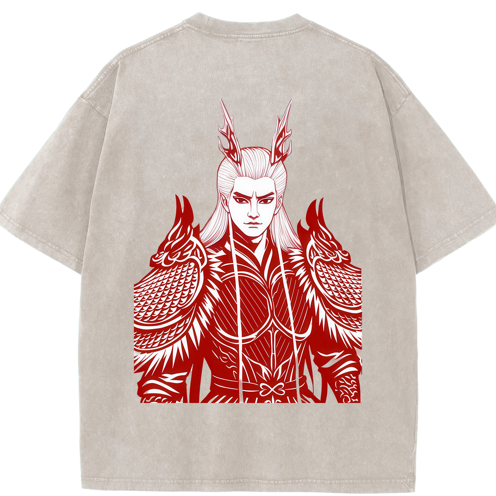 （画像用） Ne Zha 2 ナタ 魔童の大暴れ 綿100% ヴィンテージ風 半袖Tシャツ（背面プリント）