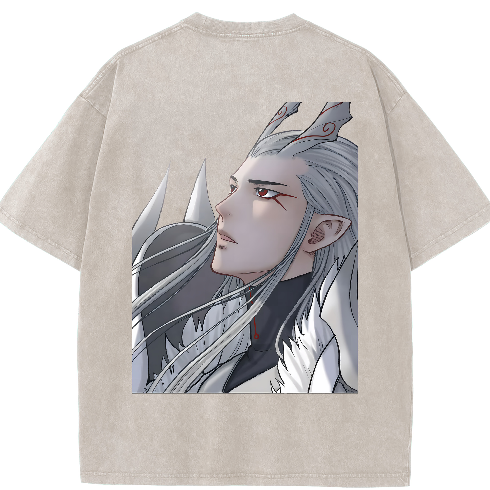 （画像用） Ne Zha 2 ナタ 魔童の大暴れ 綿100% ヴィンテージ風 半袖Tシャツ（背面プリント）