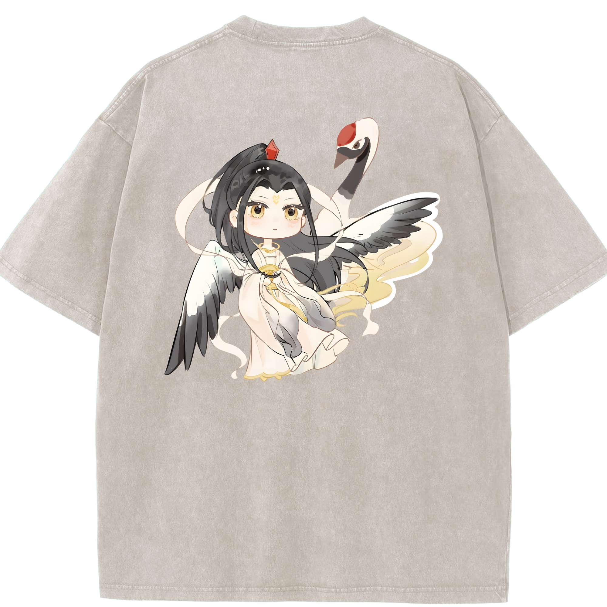（画像用） Ne Zha 2 ナタ 魔童の大暴れ 綿100% ヴィンテージ風 半袖Tシャツ（背面プリント）