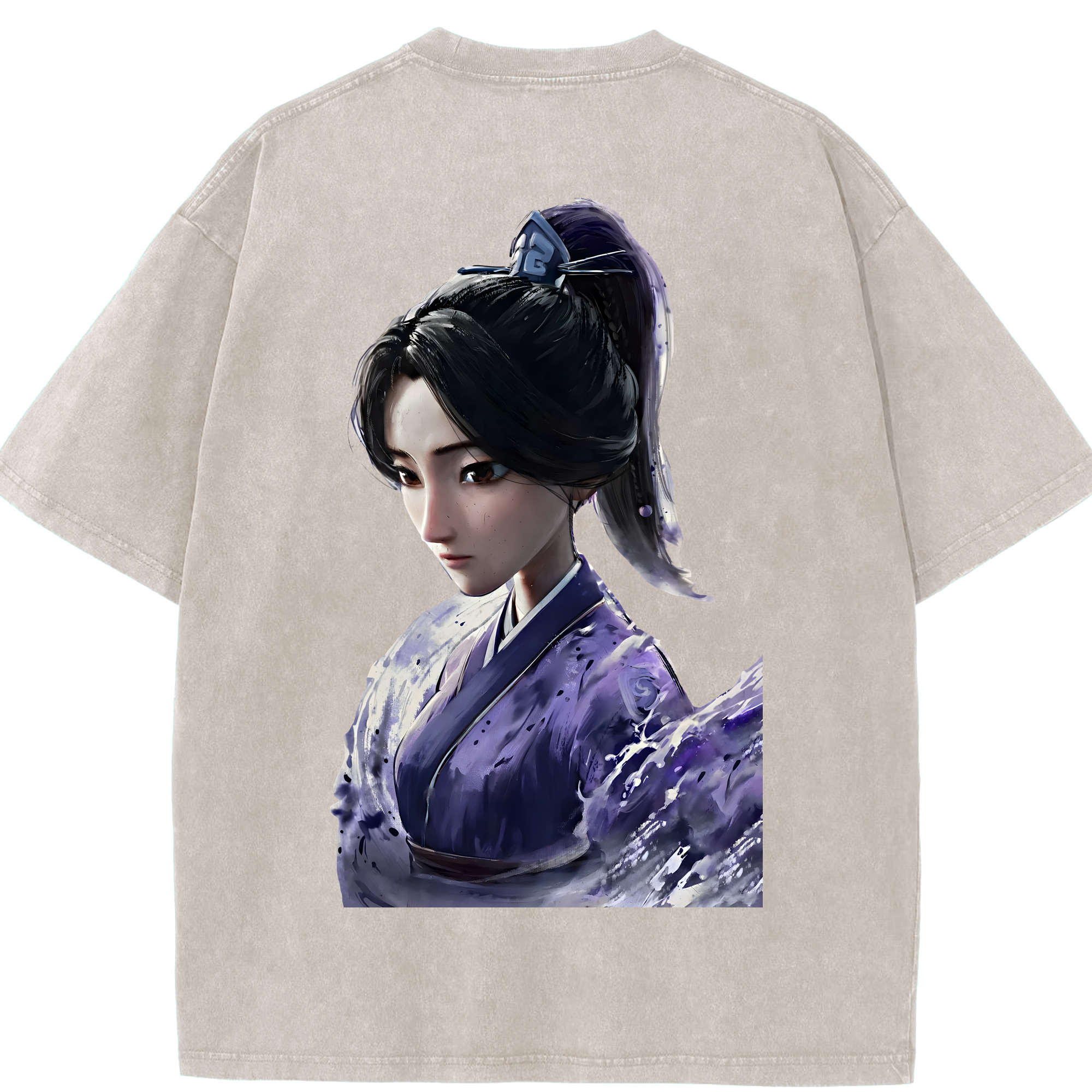 （画像用） Ne Zha 2 ナタ 魔童の大暴れ 綿100% ヴィンテージ風 半袖Tシャツ（背面プリント）