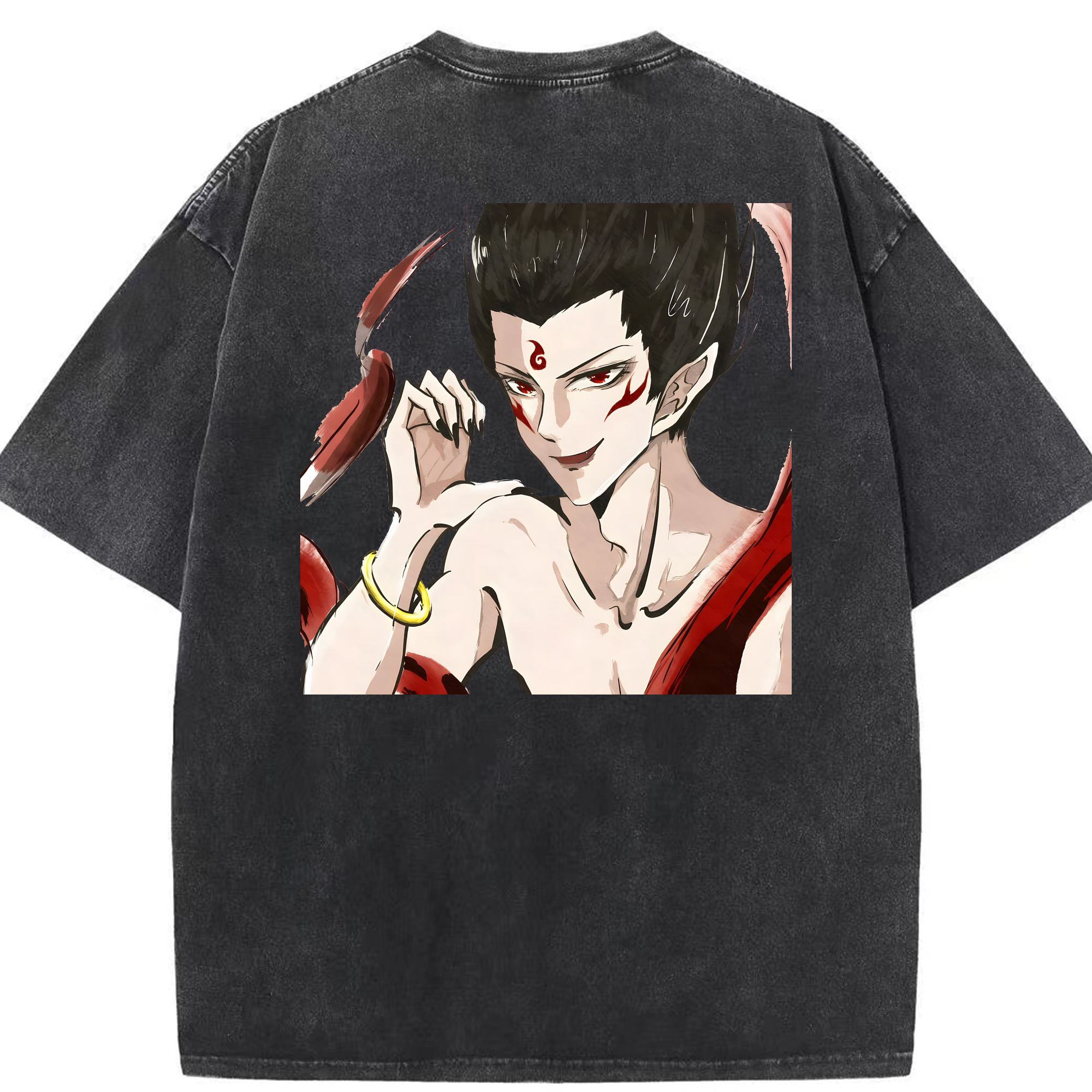 （画像用） Ne Zha 2 ナタ 魔童の大暴れ 綿100% ヴィンテージ風 半袖Tシャツ（背面プリント）