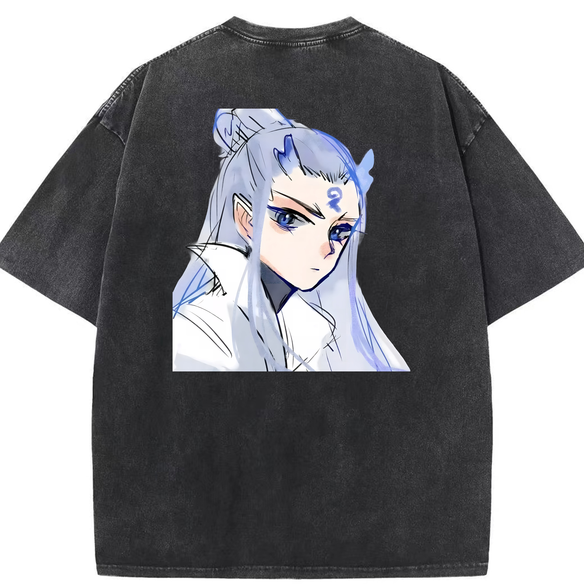 （画像用） Ne Zha 2 ナタ 魔童の大暴れ 綿100% ヴィンテージ風 半袖Tシャツ（背面プリント）