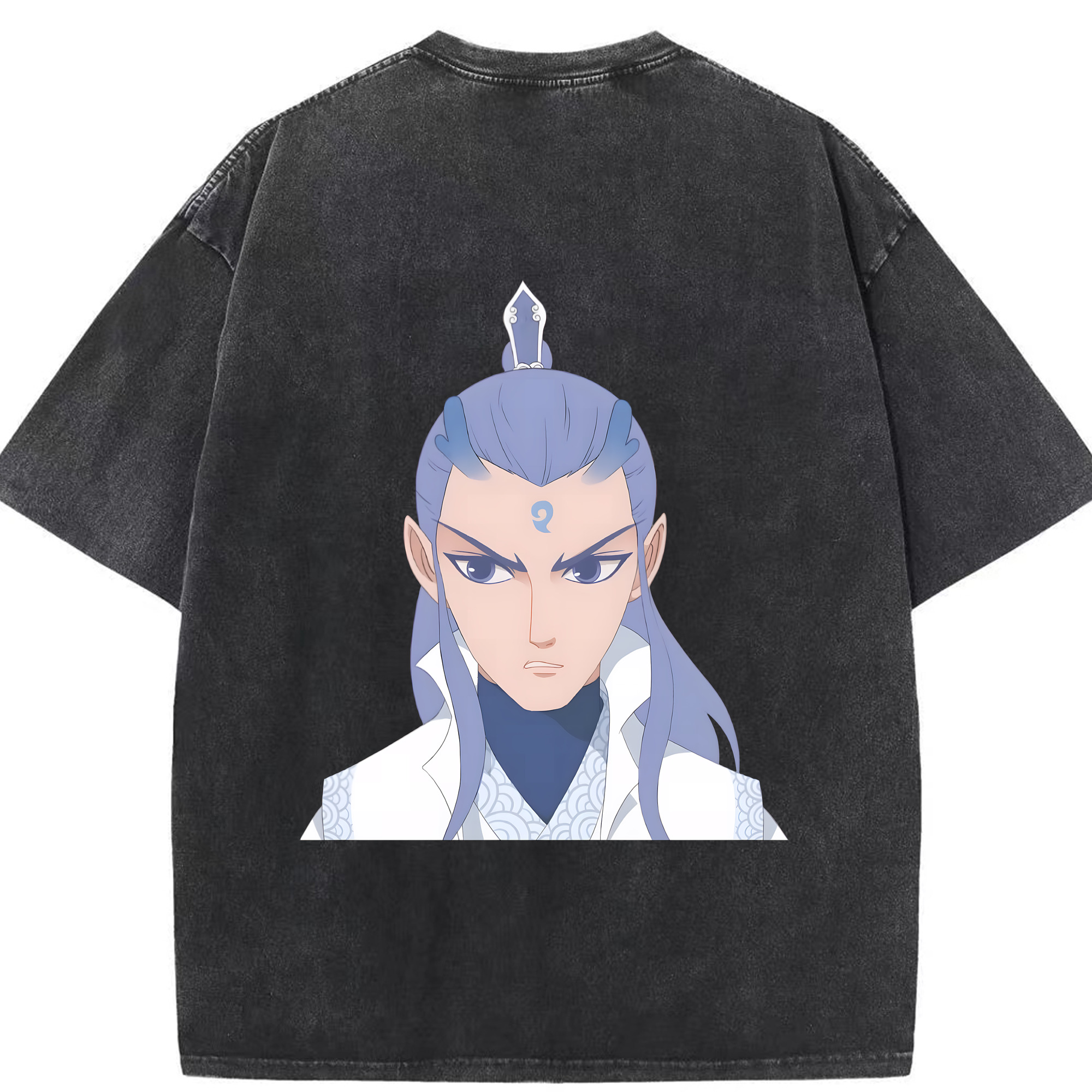 （画像用） Ne Zha 2 ナタ 魔童の大暴れ 綿100% ヴィンテージ風 半袖Tシャツ（背面プリント）