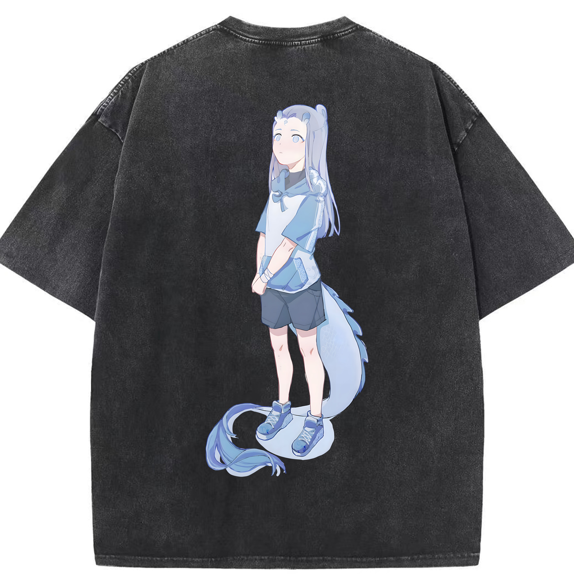 （画像用） Ne Zha 2 ナタ 魔童の大暴れ 綿100% ヴィンテージ風 半袖Tシャツ（背面プリント）