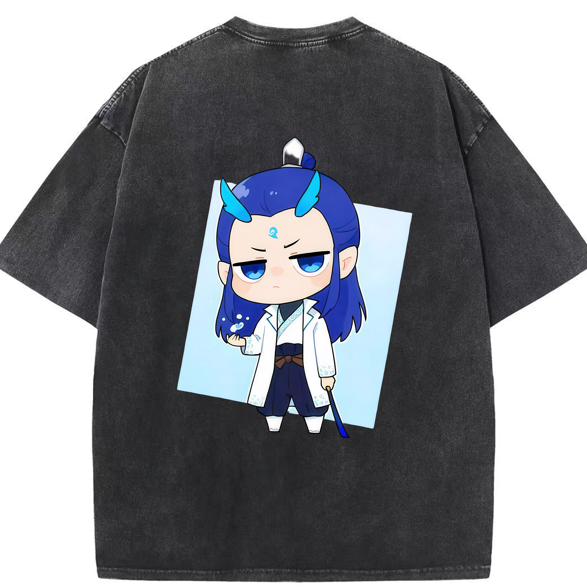 （画像用） Ne Zha 2 ナタ 魔童の大暴れ 綿100% ヴィンテージ風 半袖Tシャツ（背面プリント）