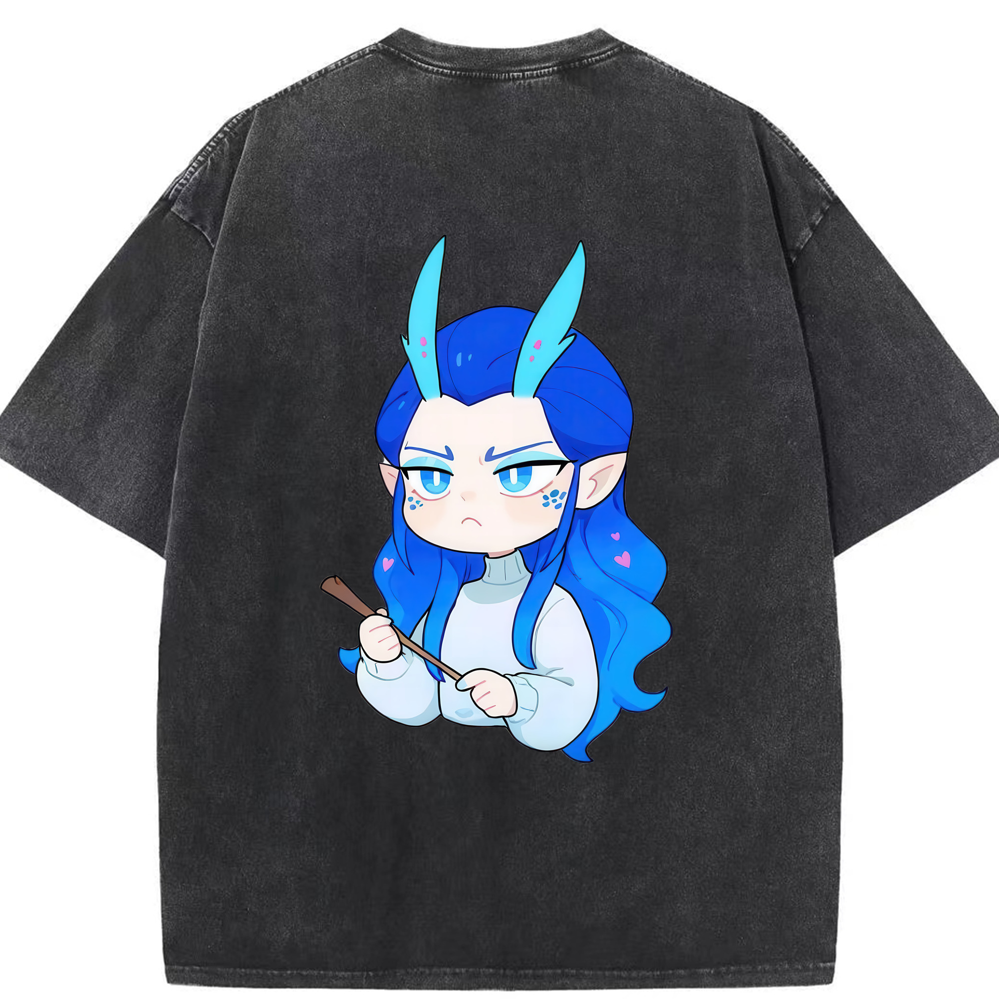 （画像用） Ne Zha 2 ナタ 魔童の大暴れ 綿100% ヴィンテージ風 半袖Tシャツ（背面プリント）