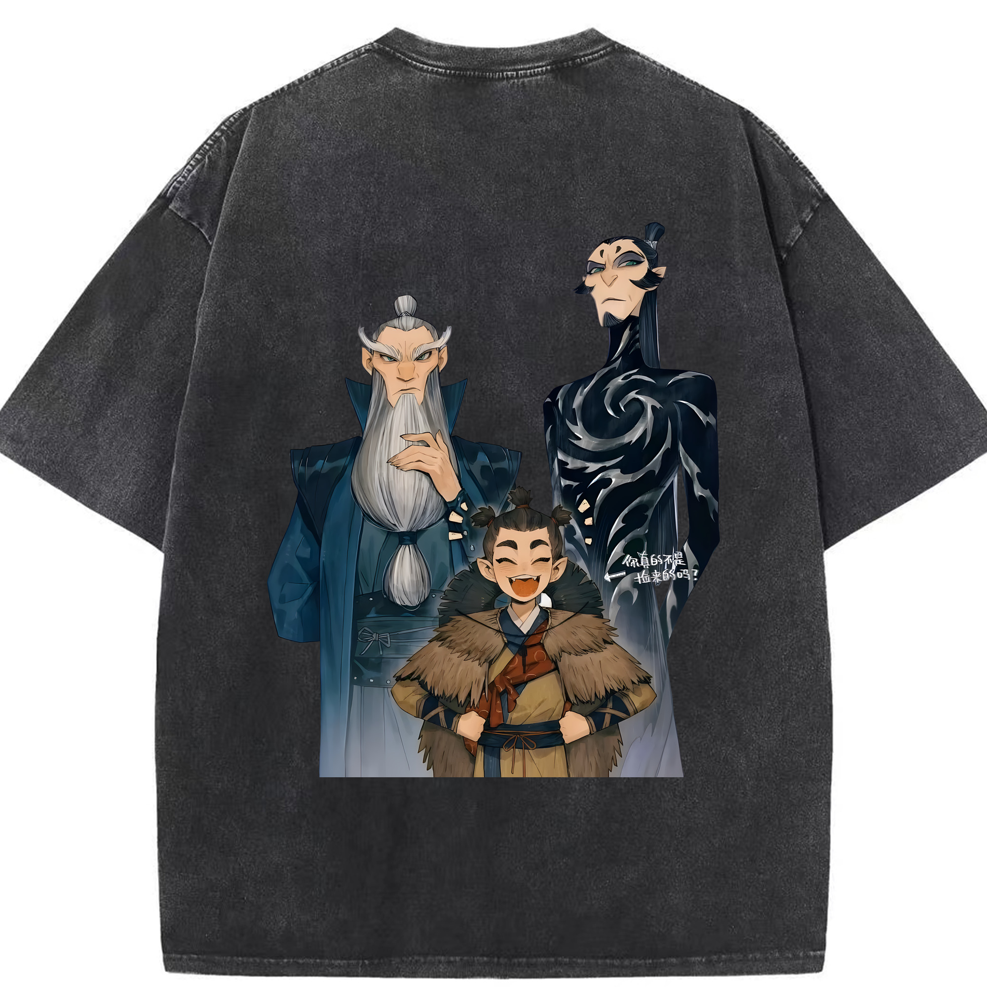 （画像用） Ne Zha 2 ナタ 魔童の大暴れ 綿100% ヴィンテージ風 半袖Tシャツ（背面プリント）