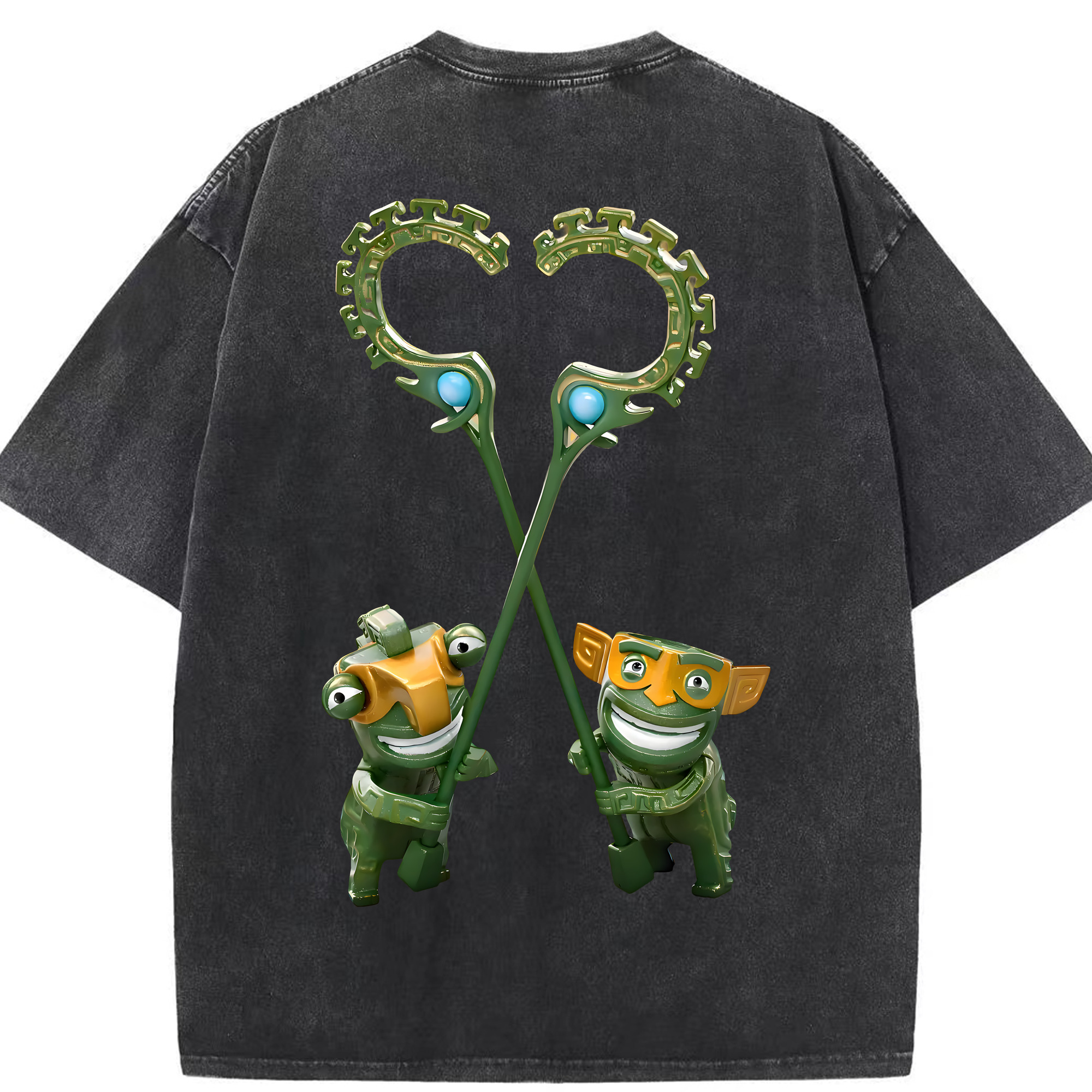 （画像用） Ne Zha 2 ナタ 魔童の大暴れ 綿100% ヴィンテージ風 半袖Tシャツ（背面プリント）