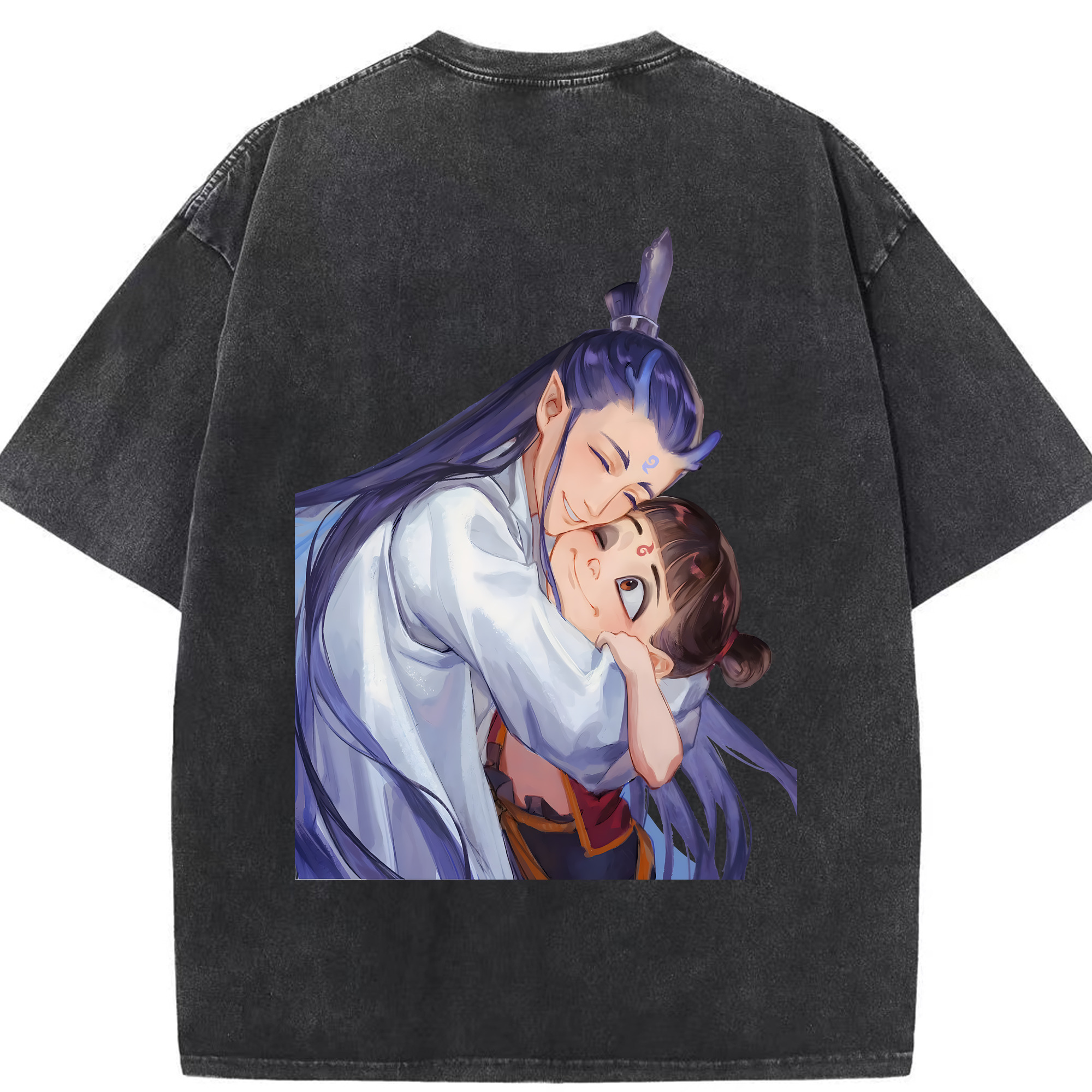（画像用） Ne Zha 2 ナタ 魔童の大暴れ 綿100% ヴィンテージ風 半袖Tシャツ（背面プリント）