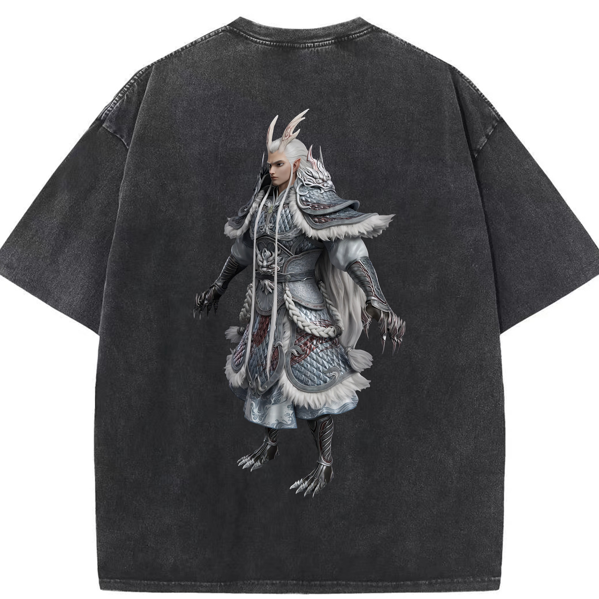 （画像用） Ne Zha 2 ナタ 魔童の大暴れ 綿100% ヴィンテージ風 半袖Tシャツ（背面プリント）