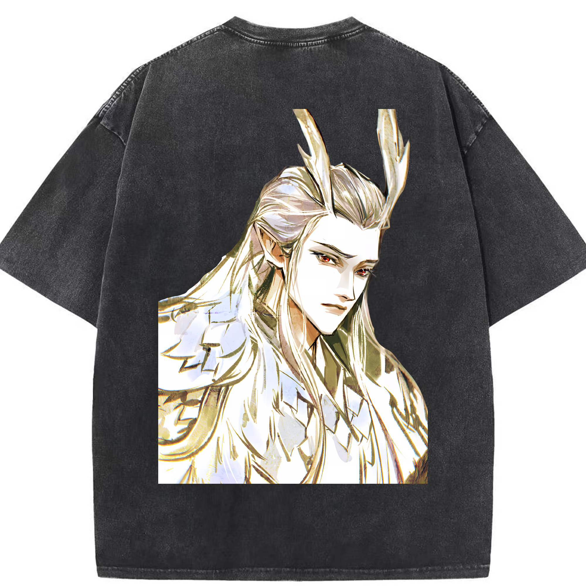 （画像用） Ne Zha 2 ナタ 魔童の大暴れ 綿100% ヴィンテージ風 半袖Tシャツ（背面プリント）