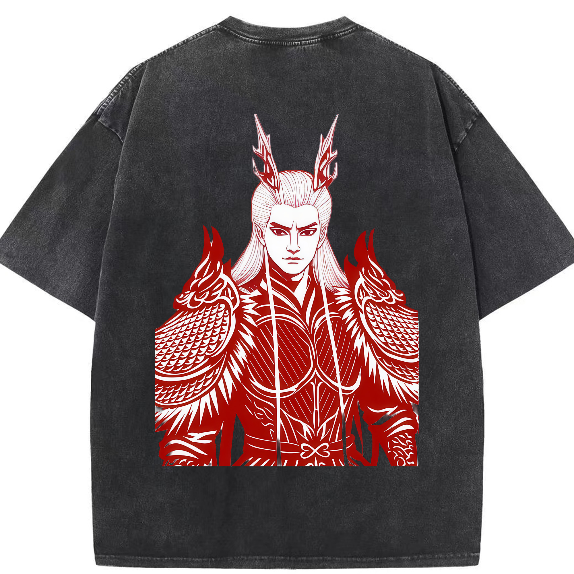 （画像用） Ne Zha 2 ナタ 魔童の大暴れ 綿100% ヴィンテージ風 半袖Tシャツ（背面プリント）