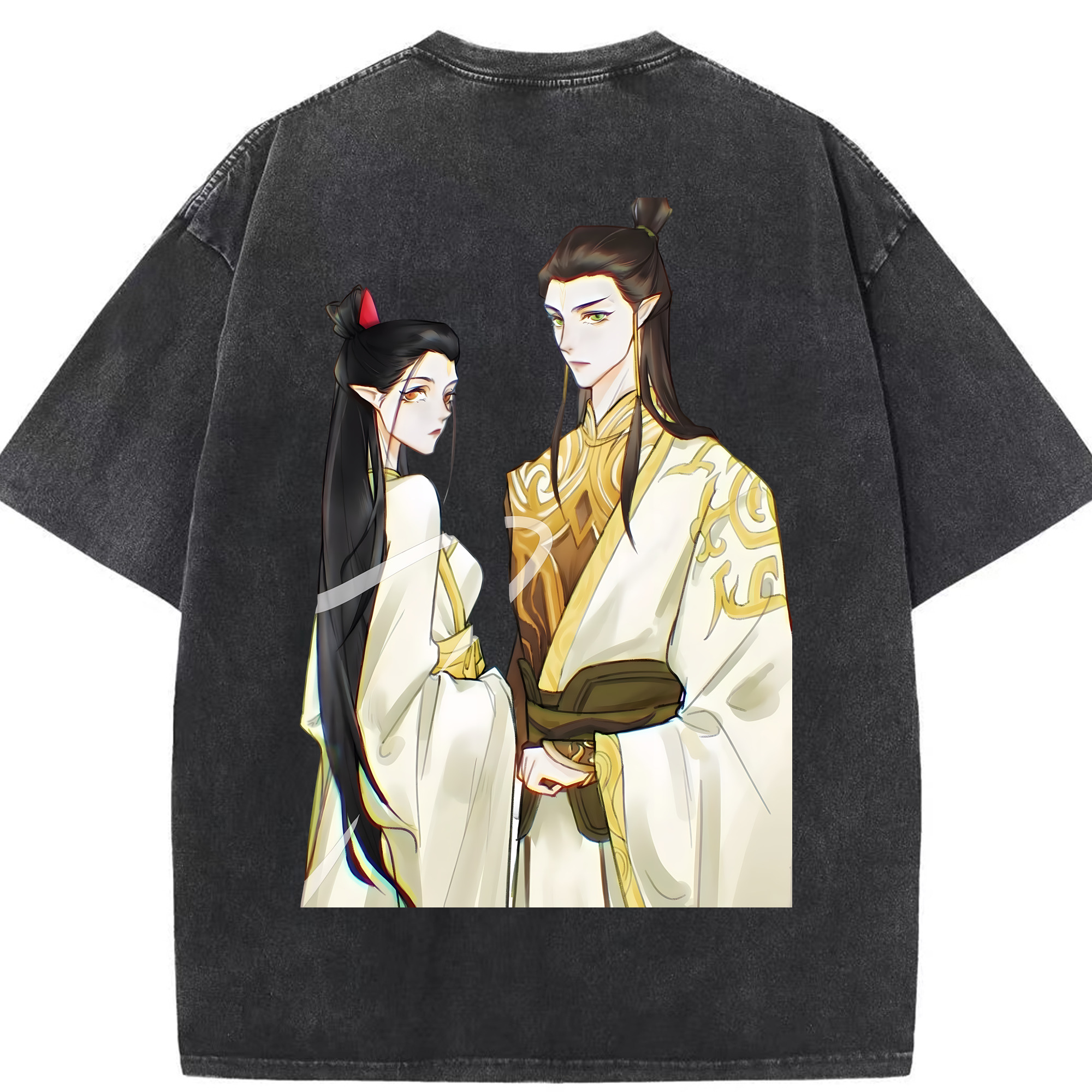 （画像用） Ne Zha 2 ナタ 魔童の大暴れ 綿100% ヴィンテージ風 半袖Tシャツ（背面プリント）