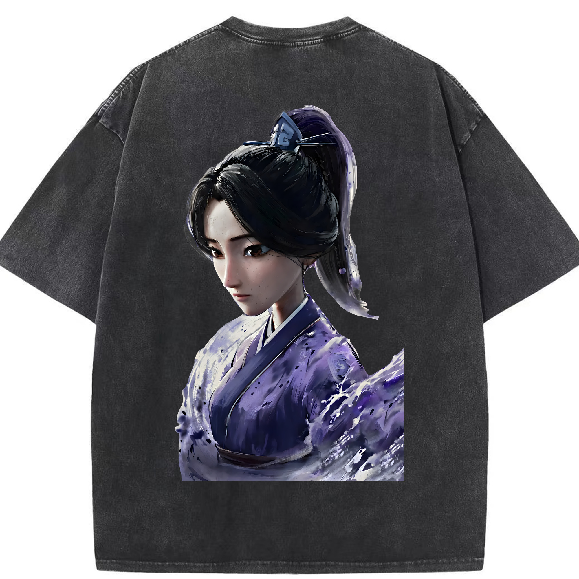 （画像用） Ne Zha 2 ナタ 魔童の大暴れ 綿100% ヴィンテージ風 半袖Tシャツ（背面プリント）