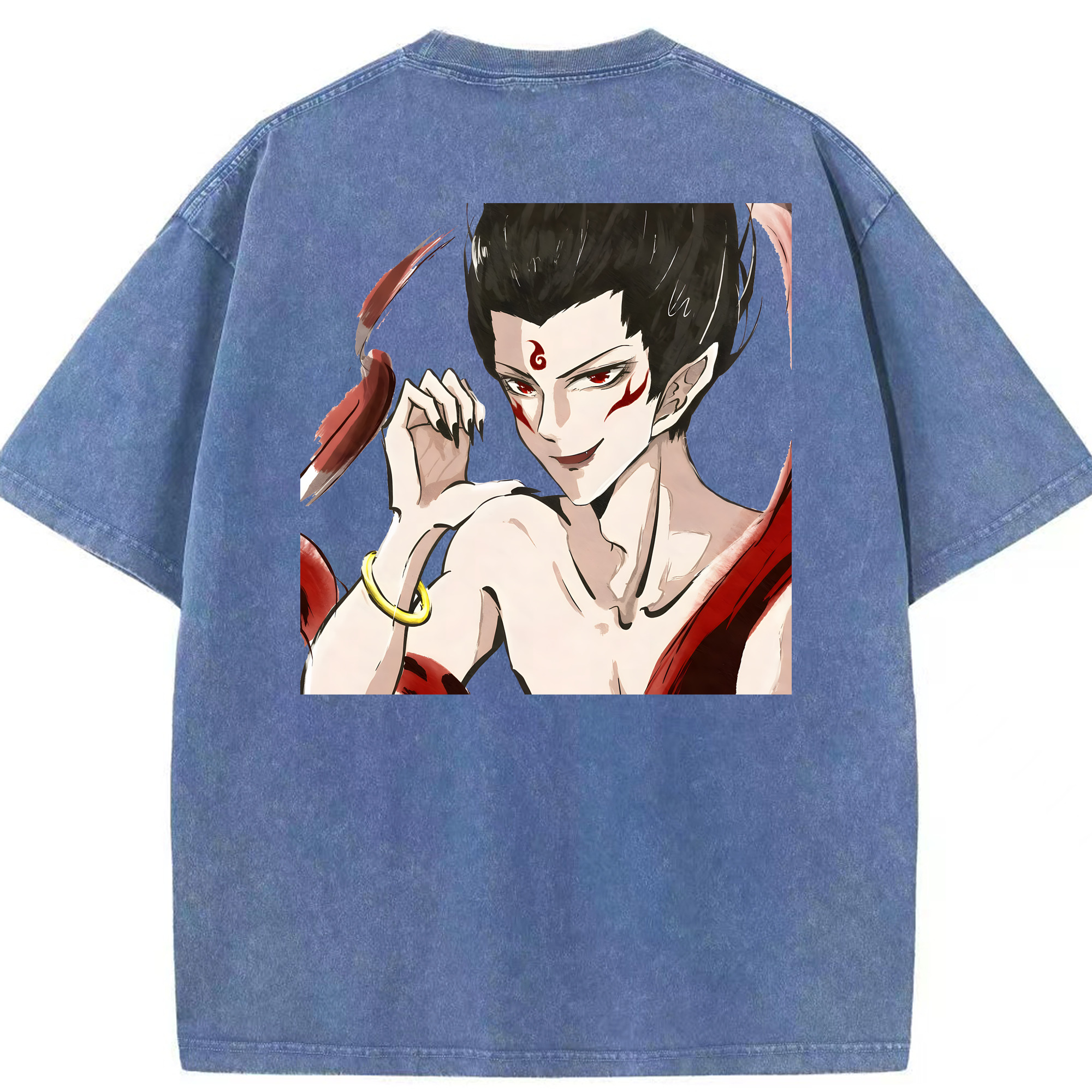 （画像用） Ne Zha 2 ナタ 魔童の大暴れ 綿100% ヴィンテージ風 半袖Tシャツ（背面プリント）