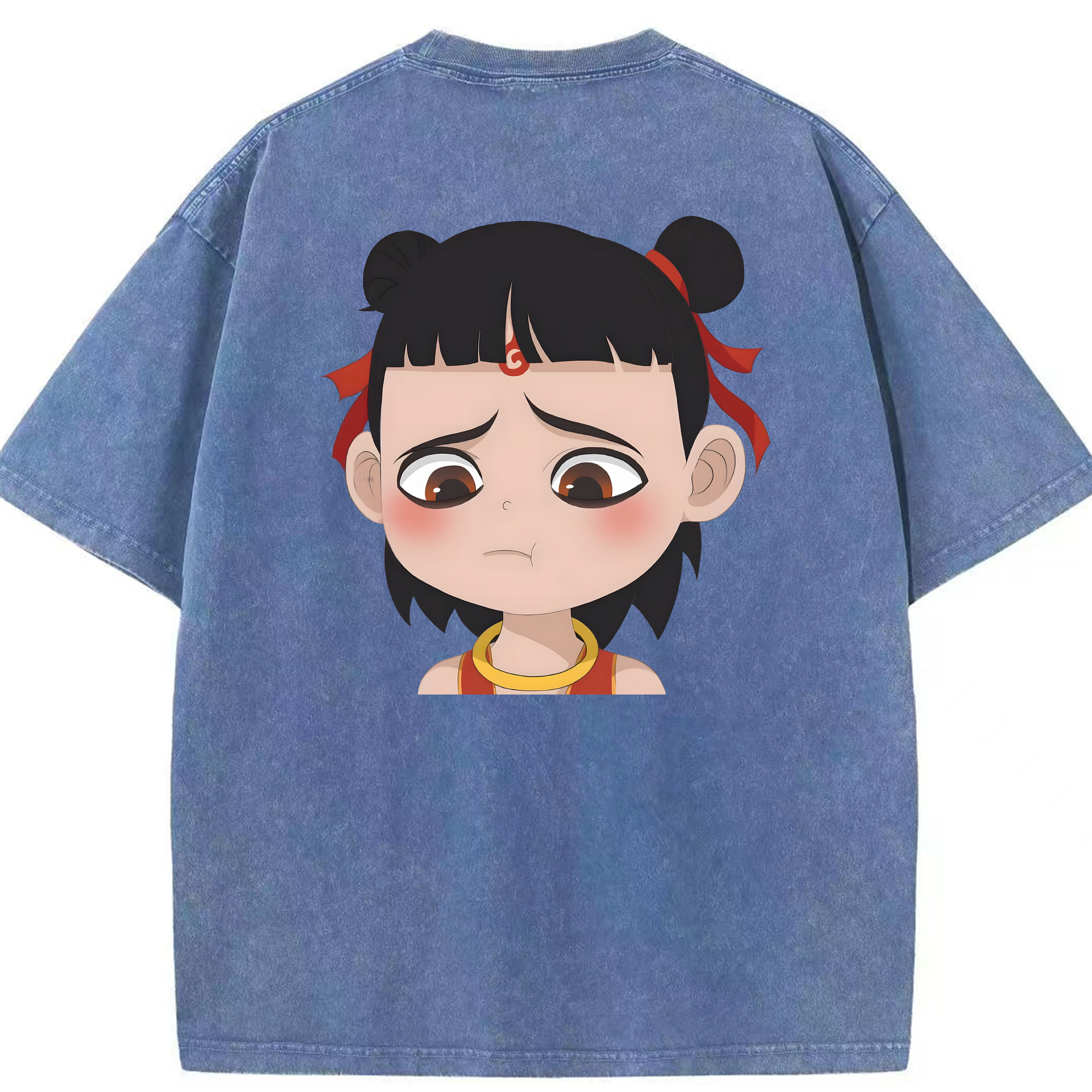 （画像用） Ne Zha 2 ナタ 魔童の大暴れ 綿100% ヴィンテージ風 半袖Tシャツ（背面プリント）