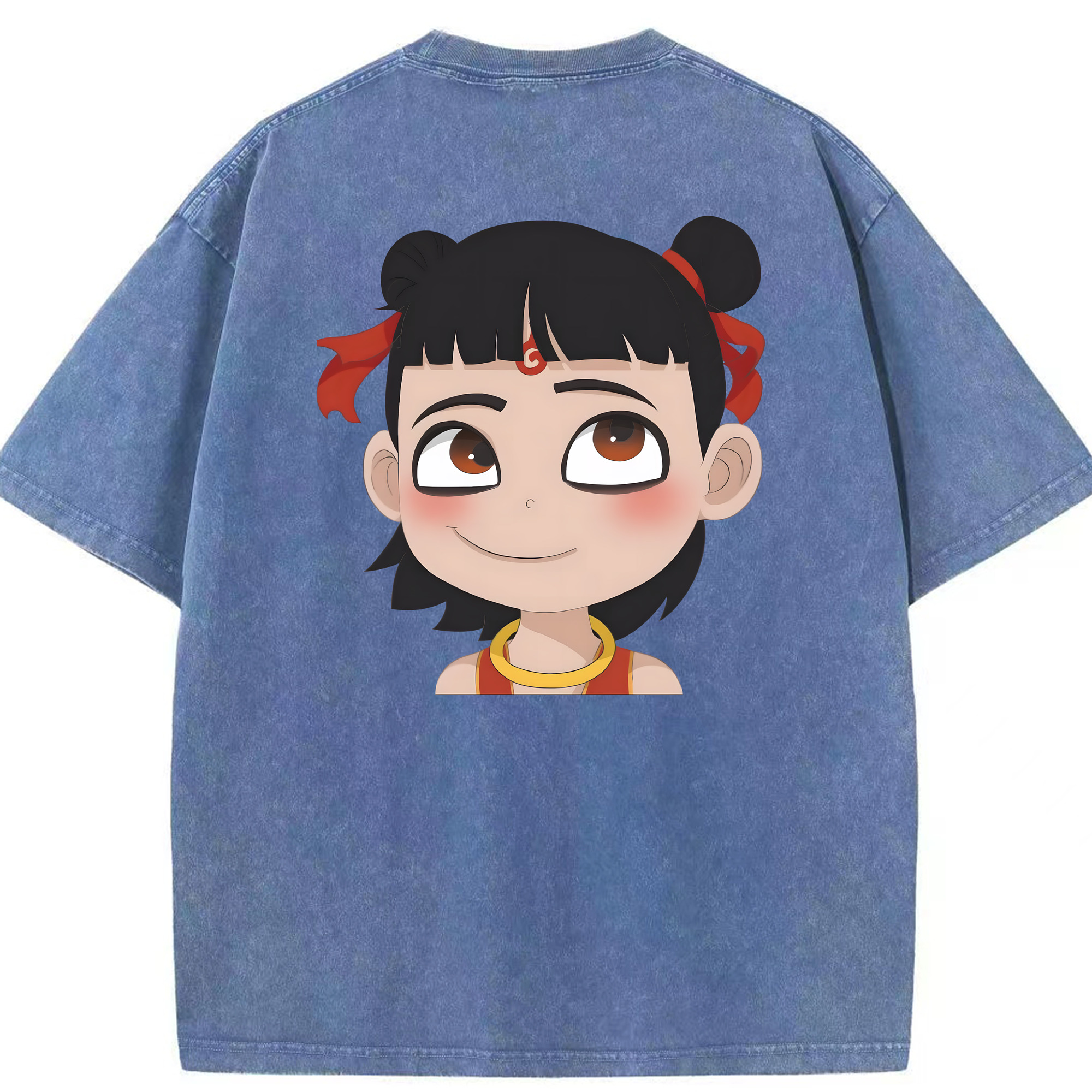 （画像用） Ne Zha 2 ナタ 魔童の大暴れ 綿100% ヴィンテージ風 半袖Tシャツ（背面プリント）