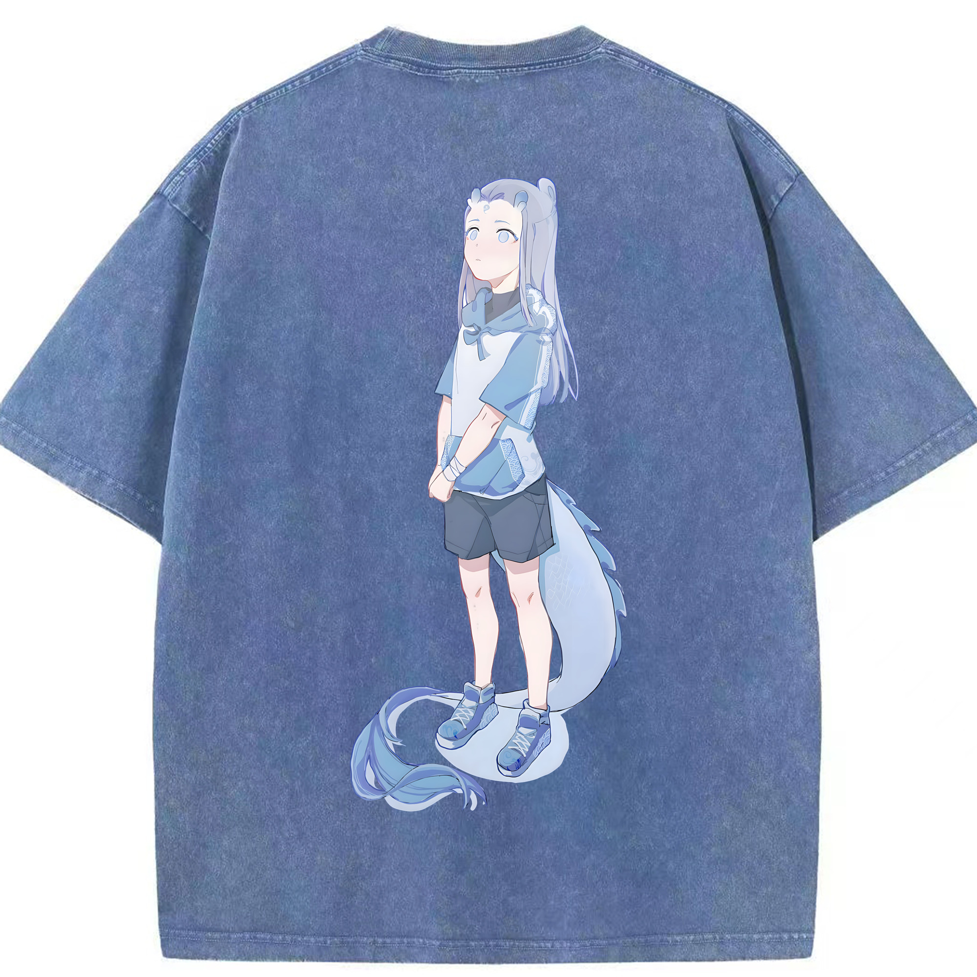 （画像用） Ne Zha 2 ナタ 魔童の大暴れ 綿100% ヴィンテージ風 半袖Tシャツ（背面プリント）