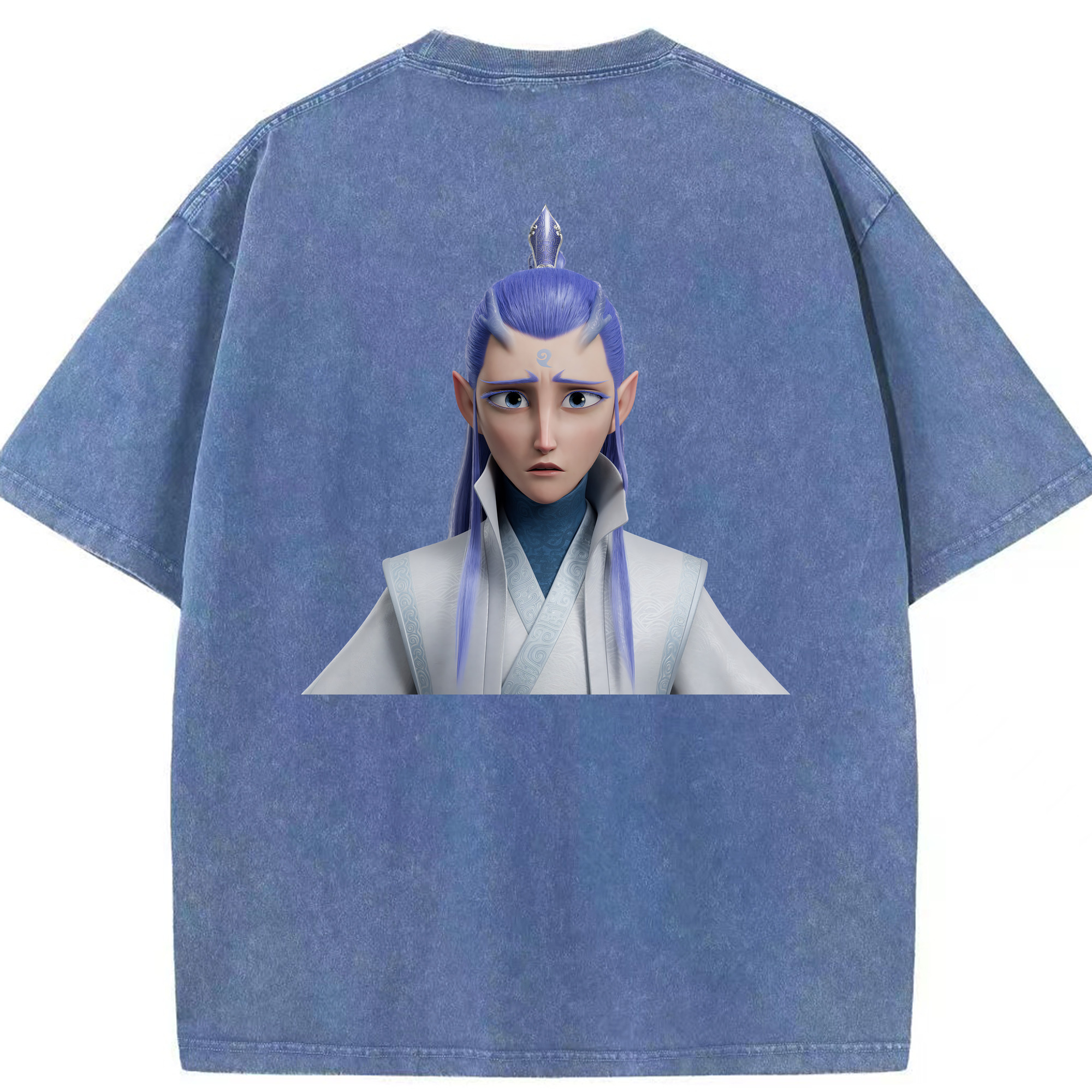 （画像用） Ne Zha 2 ナタ 魔童の大暴れ 綿100% ヴィンテージ風 半袖Tシャツ（背面プリント）