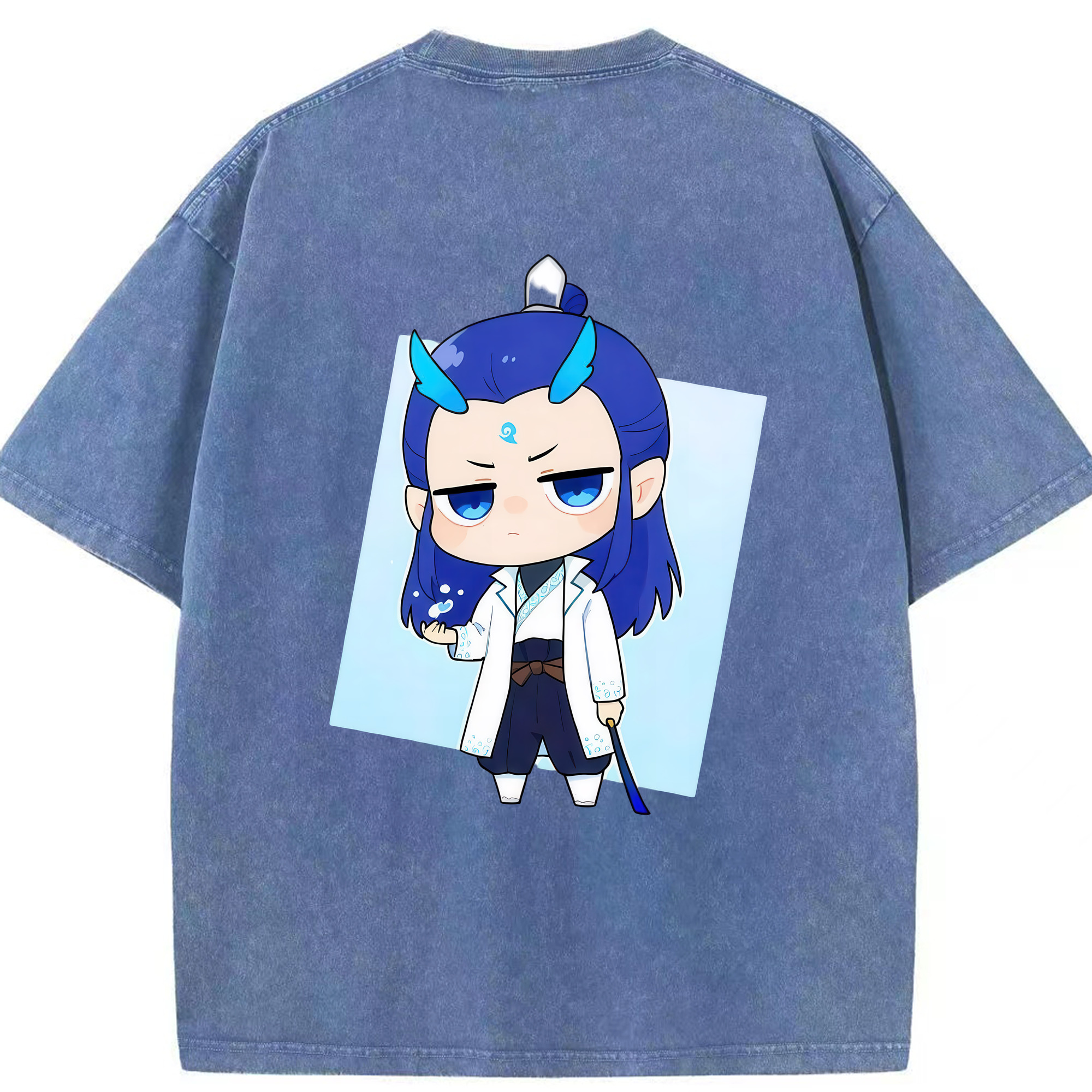 （画像用） Ne Zha 2 ナタ 魔童の大暴れ 綿100% ヴィンテージ風 半袖Tシャツ（背面プリント）