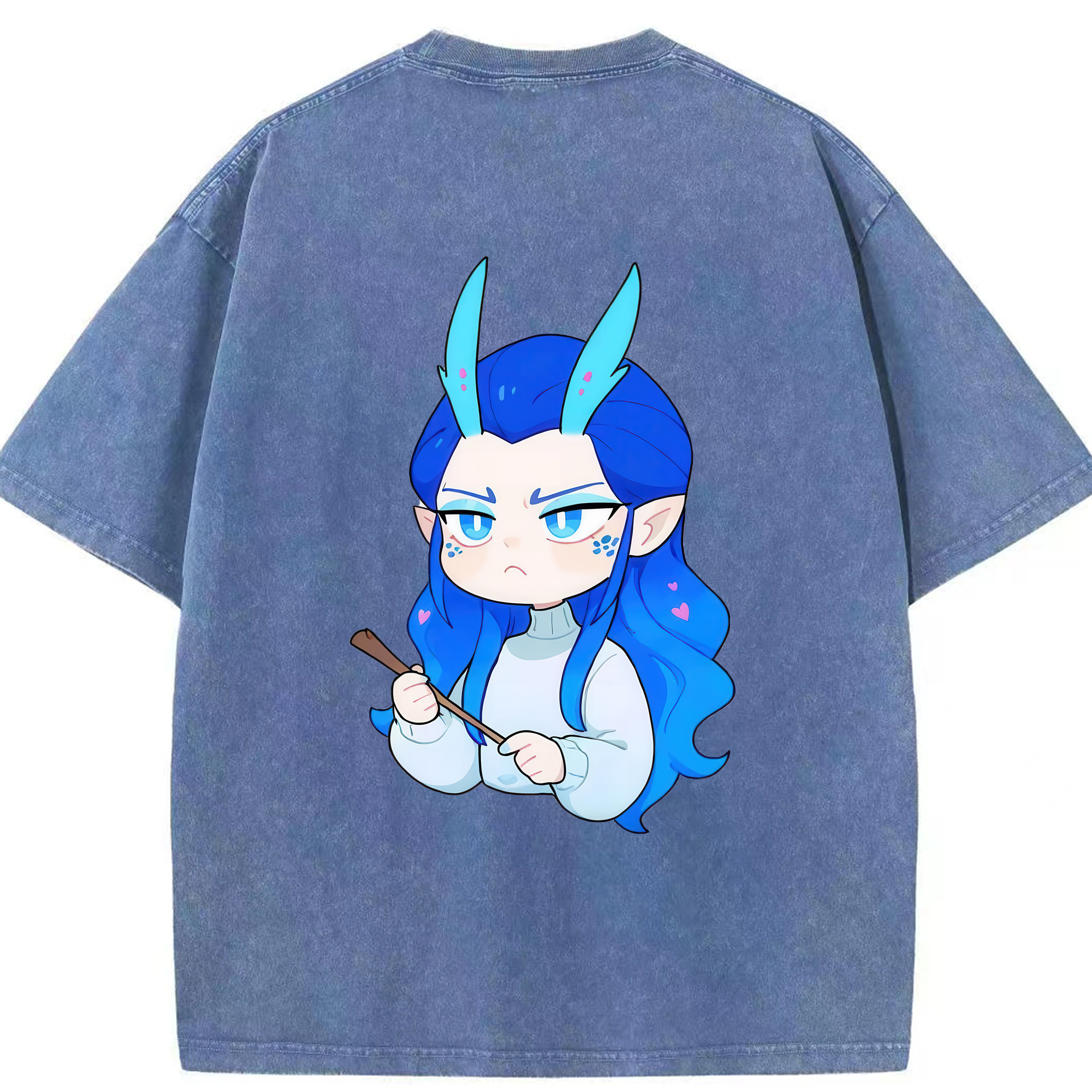 （画像用） Ne Zha 2 ナタ 魔童の大暴れ 綿100% ヴィンテージ風 半袖Tシャツ（背面プリント）