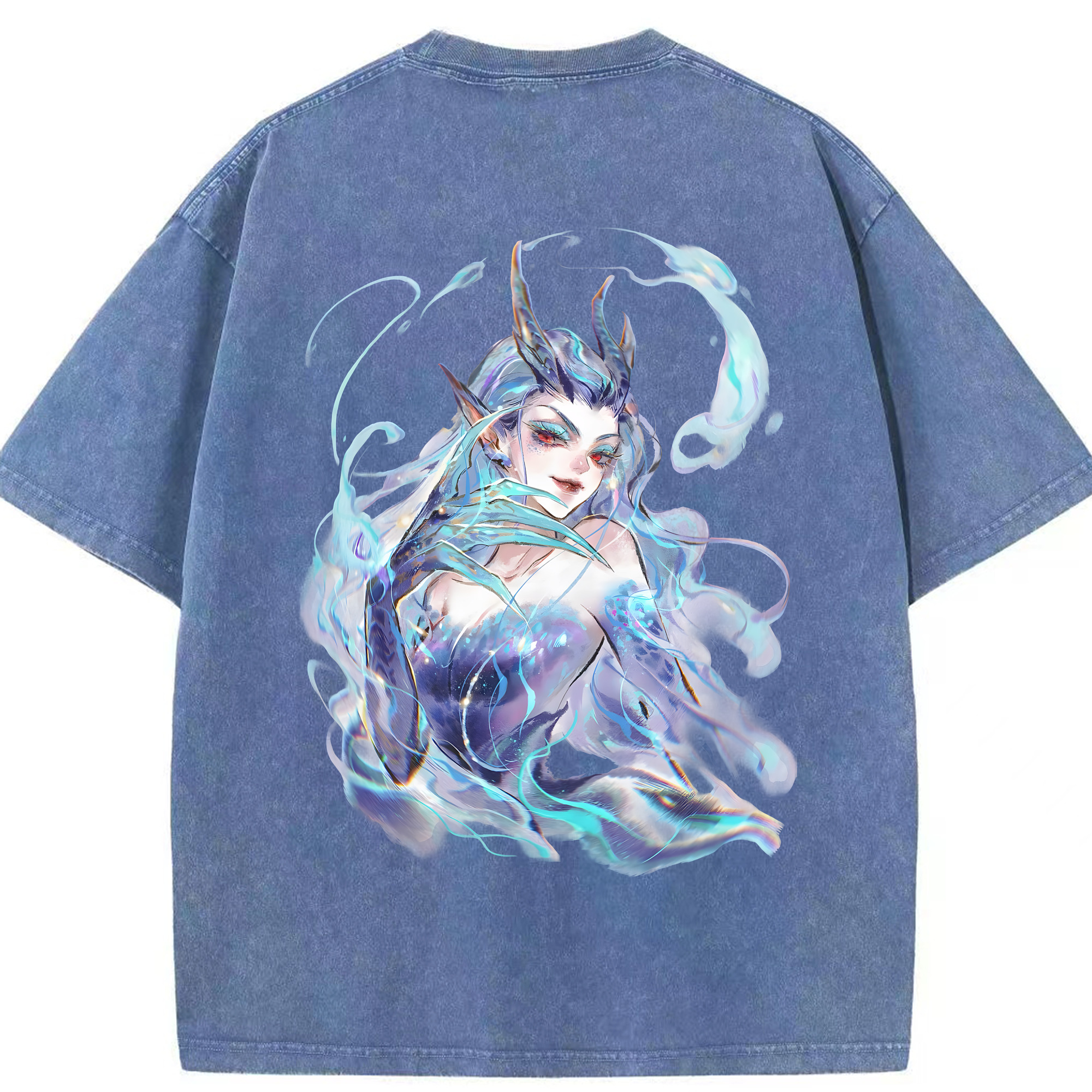 （画像用） Ne Zha 2 ナタ 魔童の大暴れ 綿100% ヴィンテージ風 半袖Tシャツ（背面プリント）