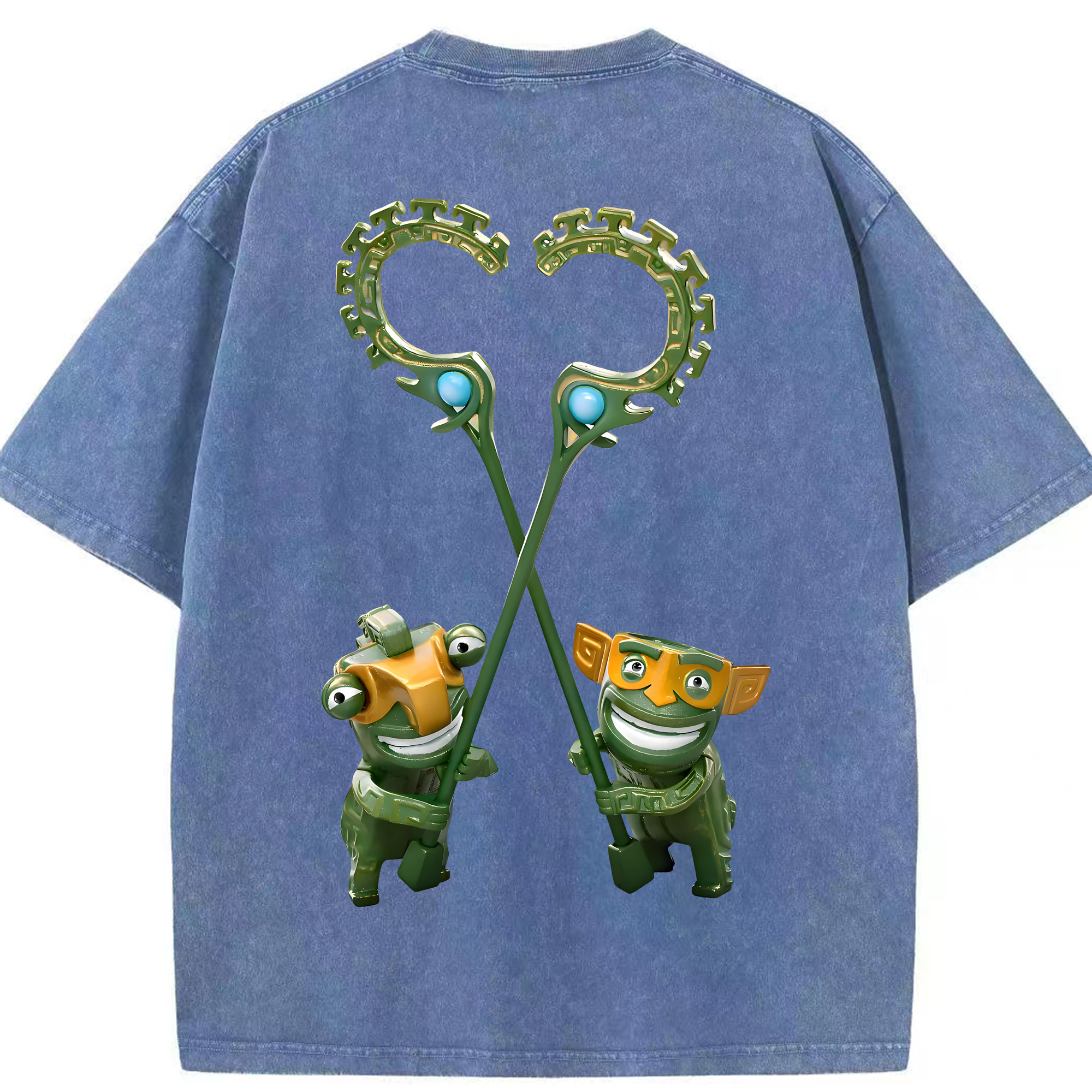 （画像用） Ne Zha 2 ナタ 魔童の大暴れ 綿100% ヴィンテージ風 半袖Tシャツ（背面プリント）