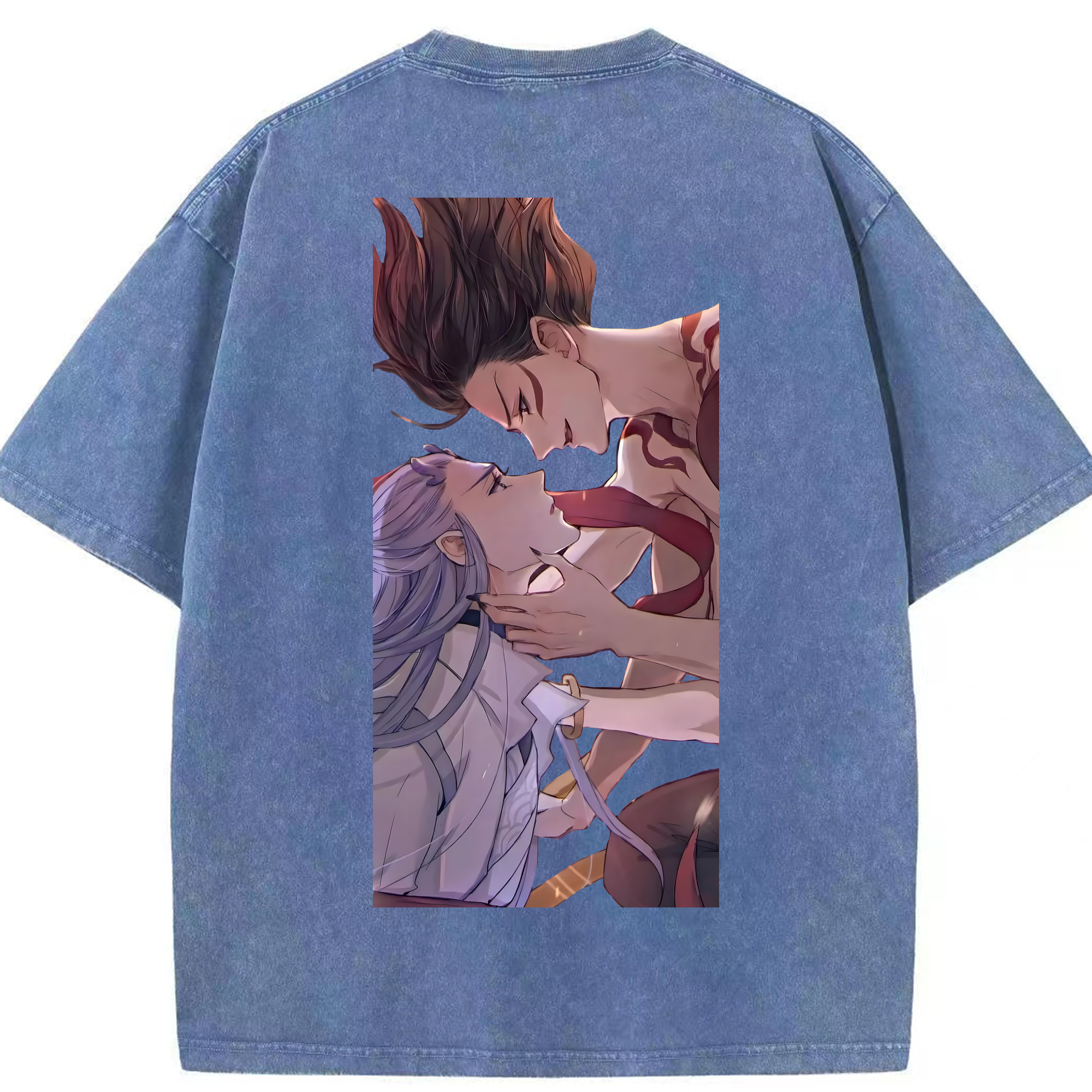 （画像用） Ne Zha 2 ナタ 魔童の大暴れ 綿100% ヴィンテージ風 半袖Tシャツ（背面プリント）