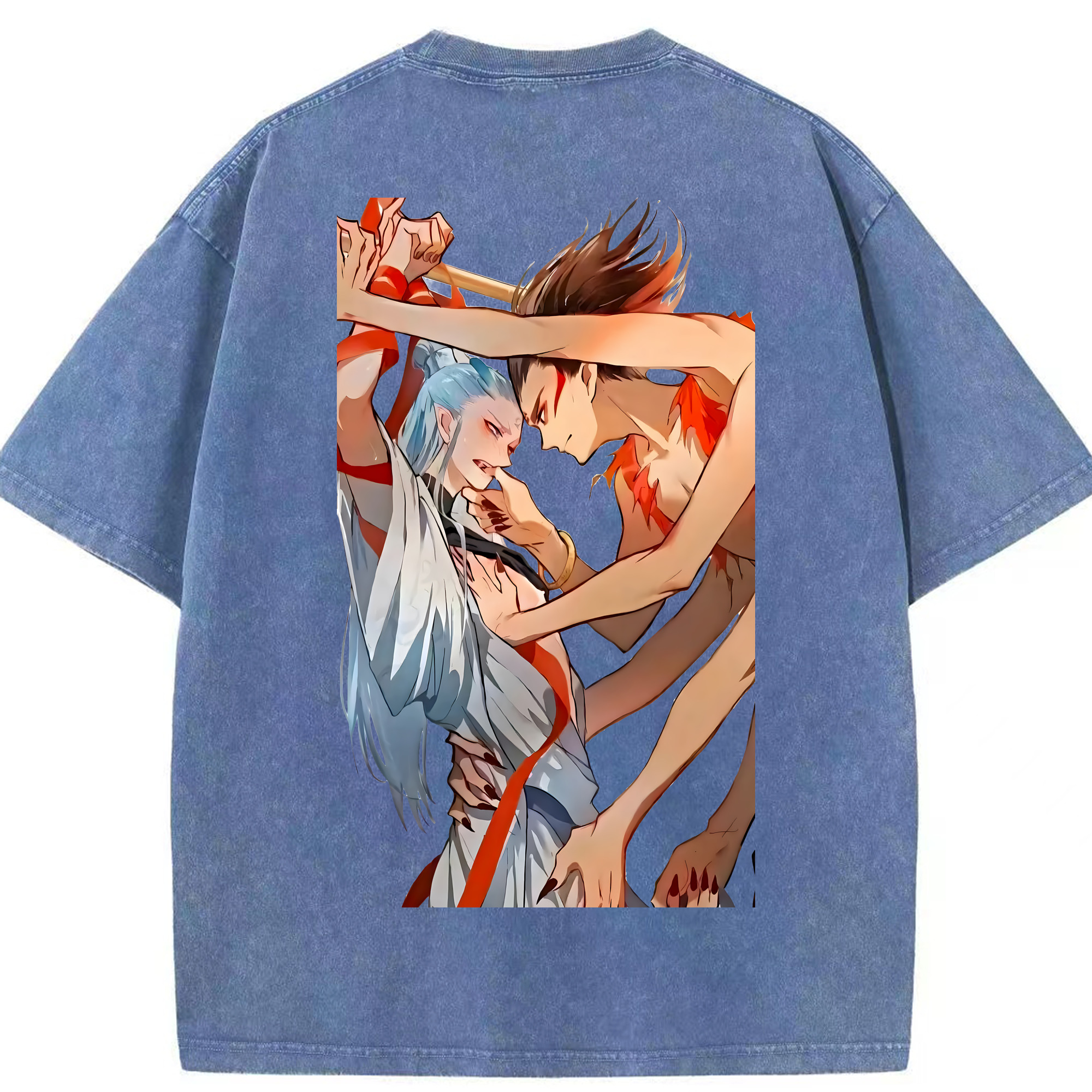 （画像用） Ne Zha 2 ナタ 魔童の大暴れ 綿100% ヴィンテージ風 半袖Tシャツ（背面プリント）