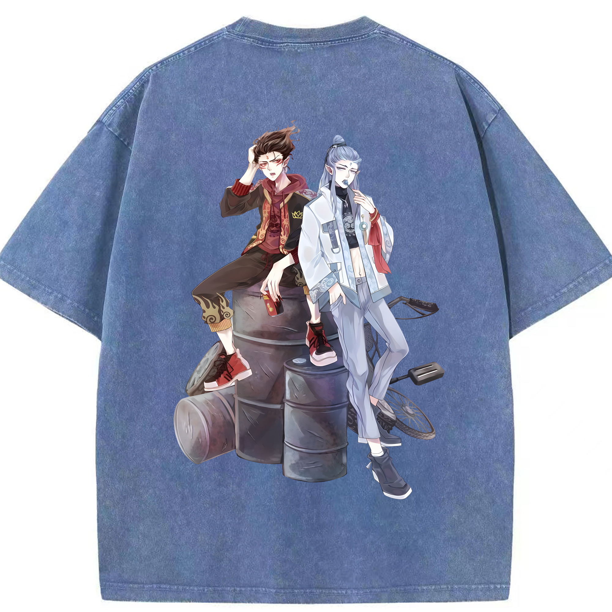 （画像用） Ne Zha 2 ナタ 魔童の大暴れ 綿100% ヴィンテージ風 半袖Tシャツ（背面プリント）