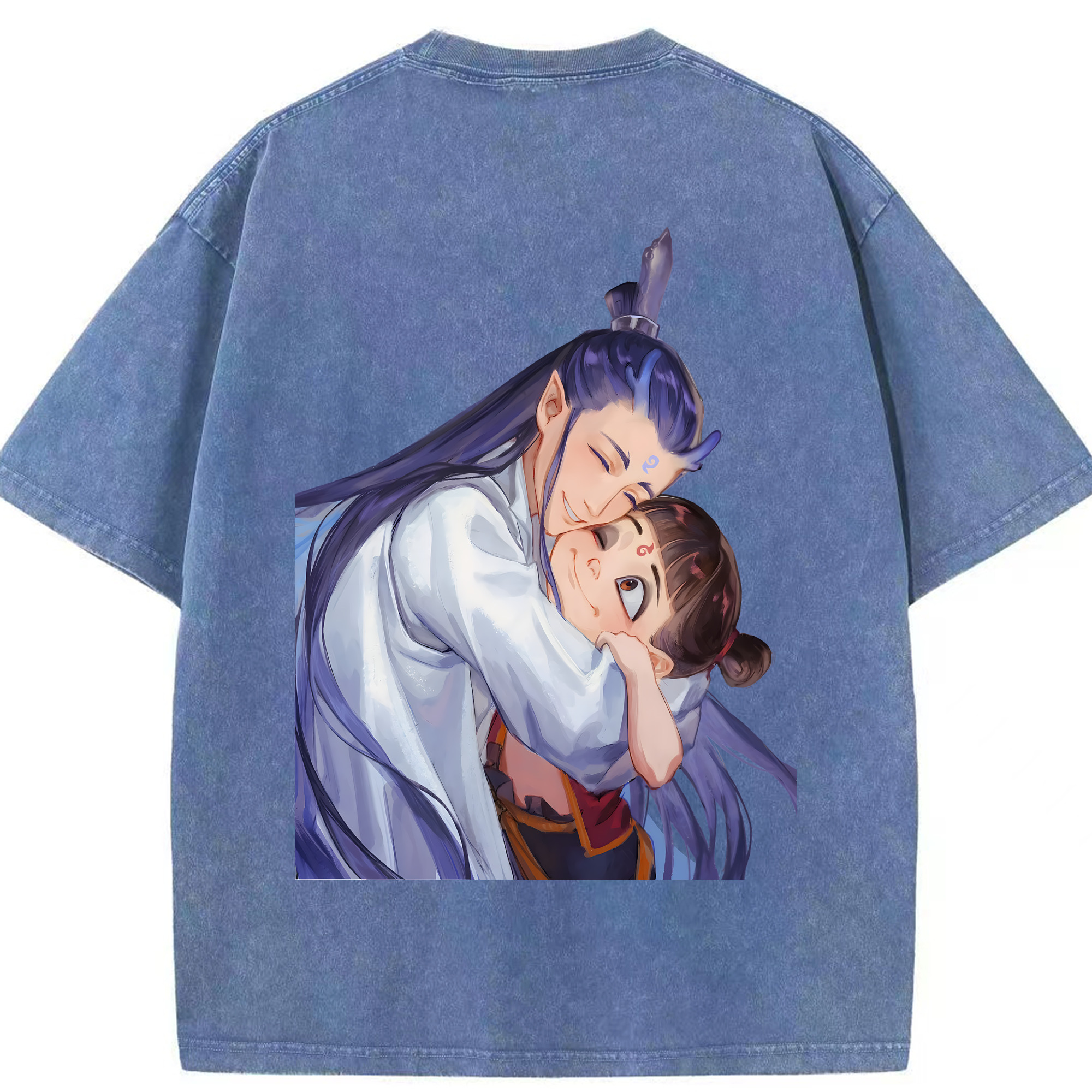 （画像用） Ne Zha 2 ナタ 魔童の大暴れ 綿100% ヴィンテージ風 半袖Tシャツ（背面プリント）