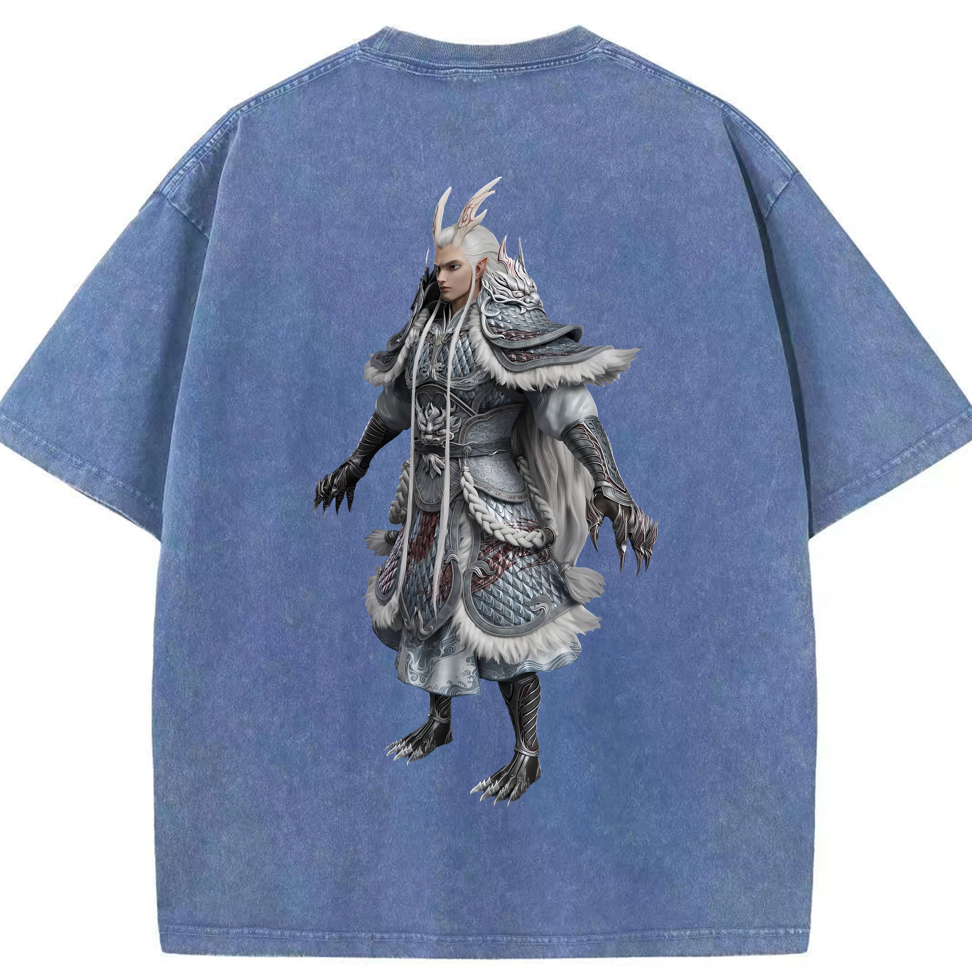 （画像用） Ne Zha 2 ナタ 魔童の大暴れ 綿100% ヴィンテージ風 半袖Tシャツ（背面プリント）