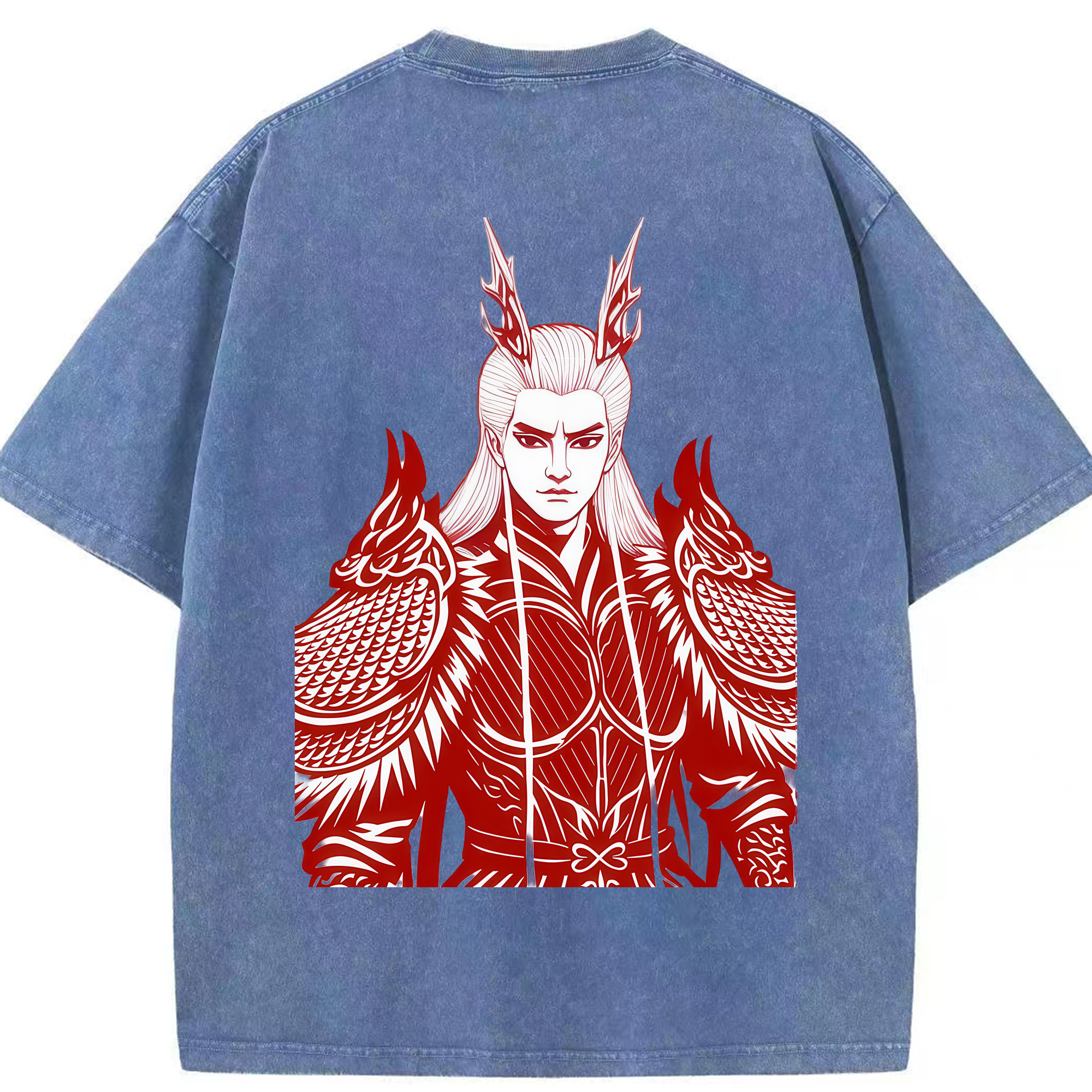 （画像用） Ne Zha 2 ナタ 魔童の大暴れ 綿100% ヴィンテージ風 半袖Tシャツ（背面プリント）