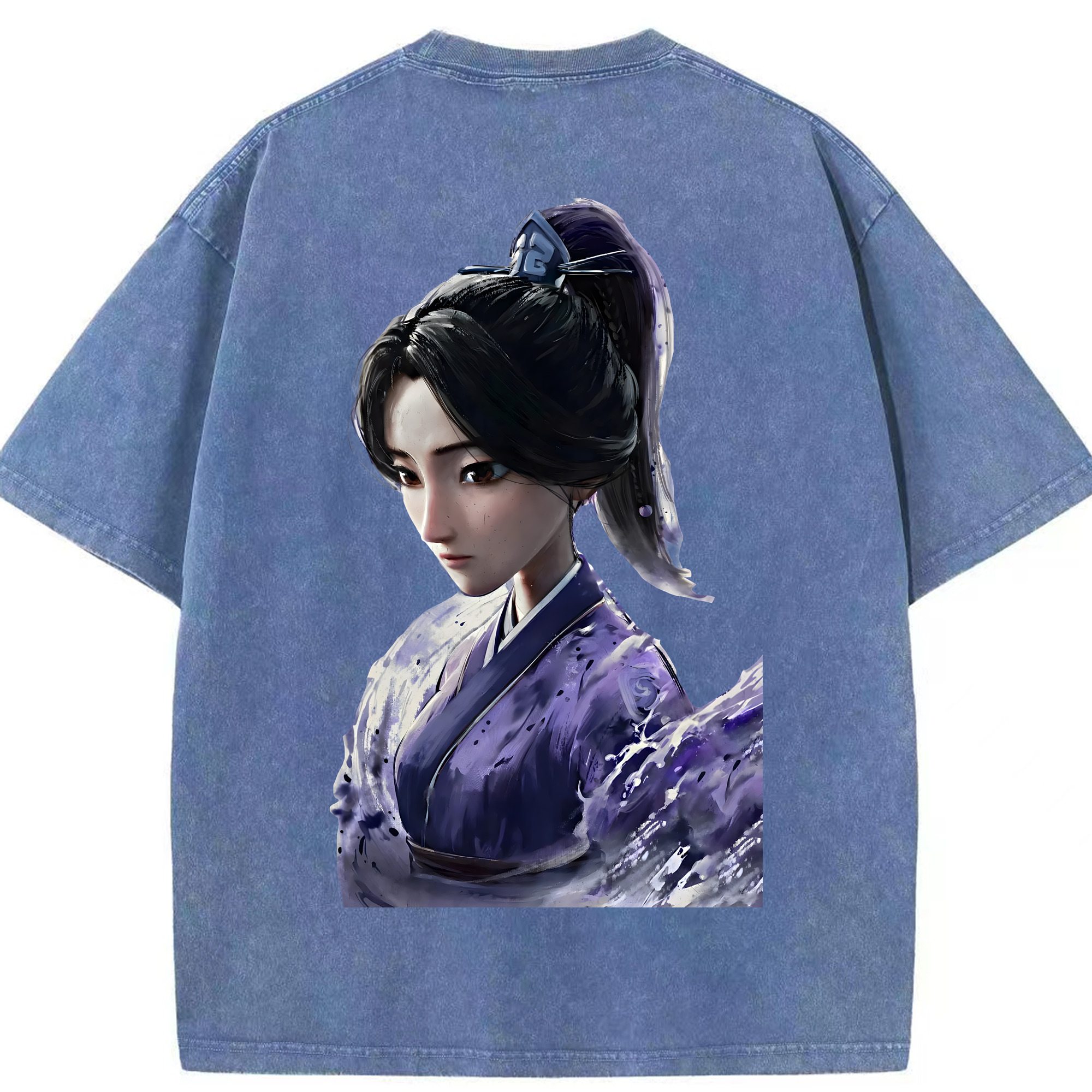 （画像用） Ne Zha 2 ナタ 魔童の大暴れ 綿100% ヴィンテージ風 半袖Tシャツ（背面プリント）
