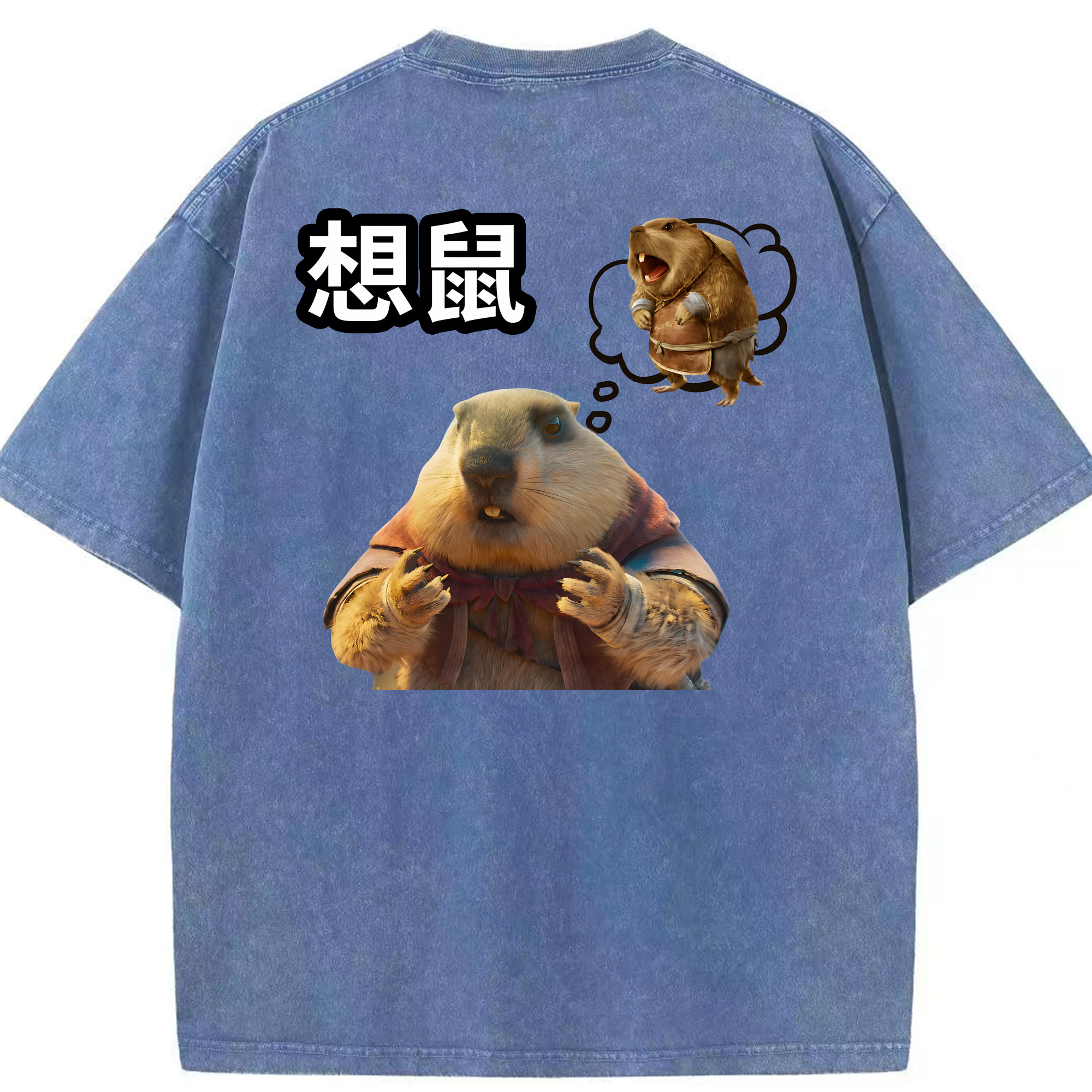 （画像用） Ne Zha 2 ナタ 魔童の大暴れ 綿100% ヴィンテージ風 半袖Tシャツ（背面プリント）